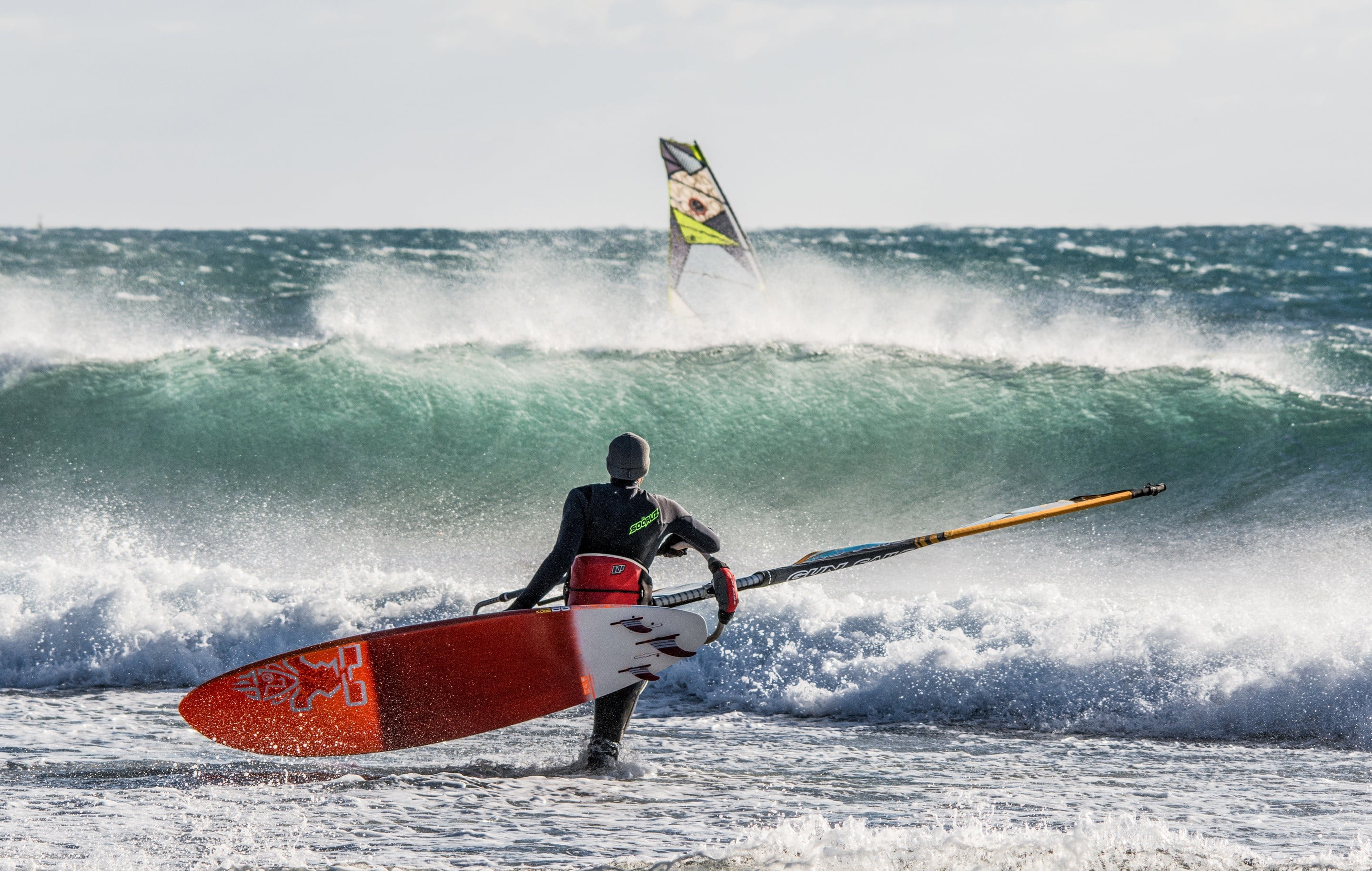 surfing, trimmer, black, red, sport, speed, nautical vessel, outdoors, water, people, gas, power in nature, skill, lifestyles, adventure, sport , string, HD Wallpaper