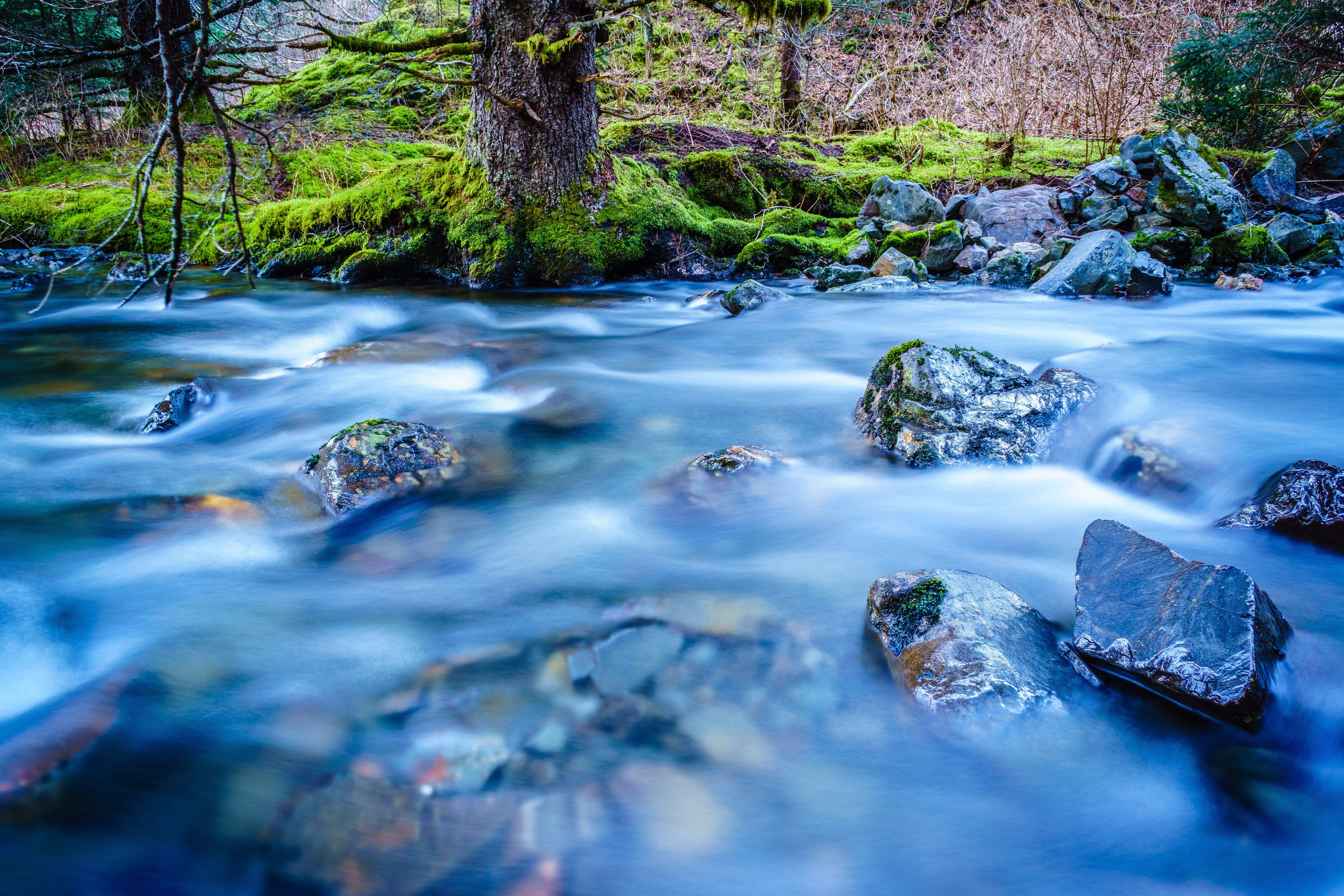 Rushing, nature, Kodiak Island, Sony A6000, Small, rock - Object, concrete, stream, HDR, tree, waterfall, flowing Water, Larsen Bay, water, gray, AK, stones, HD Wallpaper
