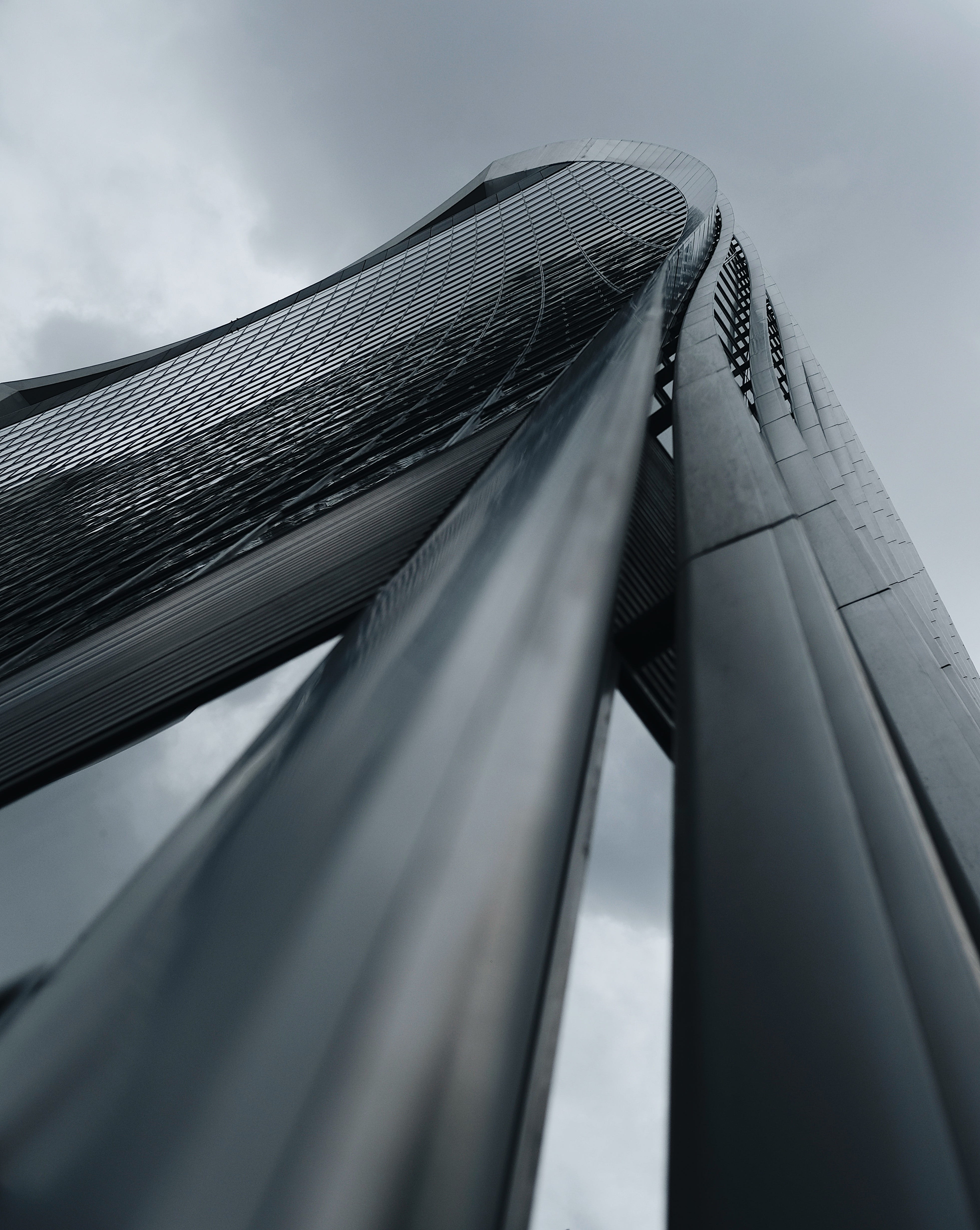 outdoors, directly below, suspension bridge, selective focus, city, looking up, cloud - sky, 16mm, bridge, low, day, building, angle, sky, tower, tall - high, Phone HD Wallpaper