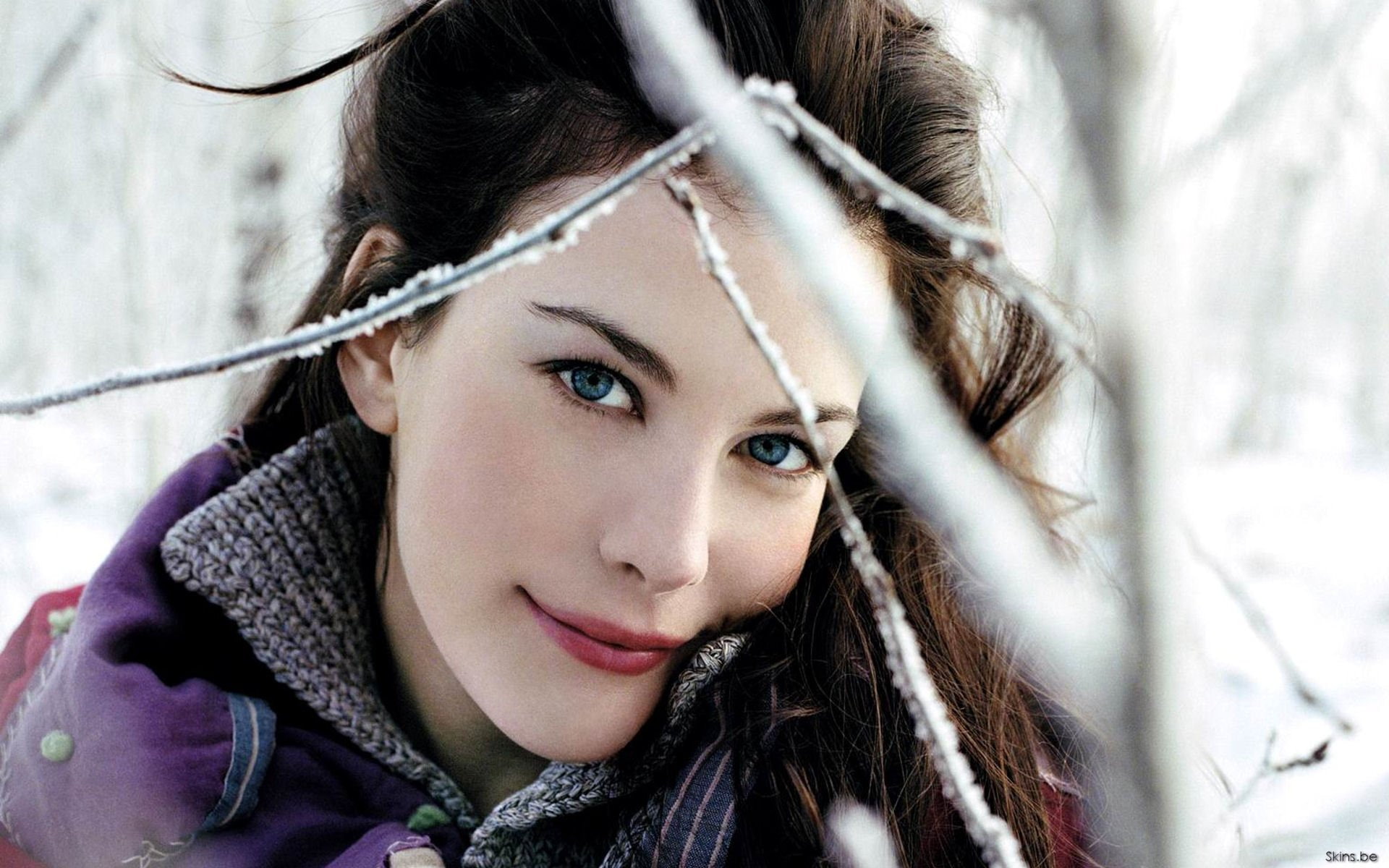 tree, girl, actress, tyler, snow, blue, face, liv, hair, long, eyes, beautiful, 1080P, HD Wallpaper