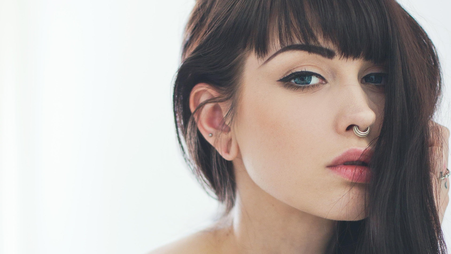 tattoo, black hair, 1080P, piercing, Arwen Suicide, contact lenses, brunette, women, HD Wallpaper