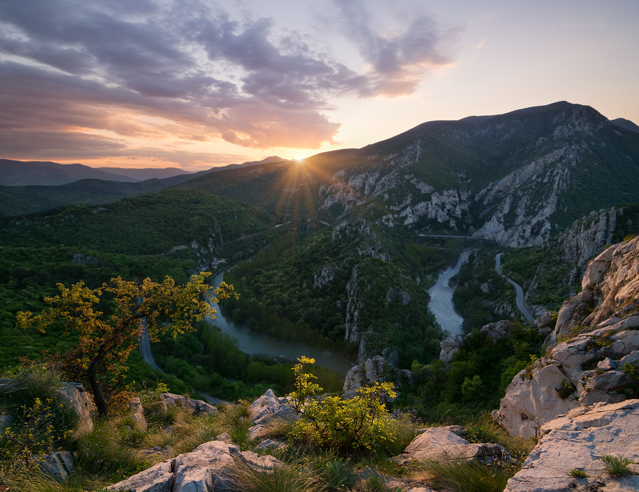 Earth, Sunset, Bulgaria, Rock, River, Sun, Balcans, Spring, Defile, 1080P, HD Wallpaper