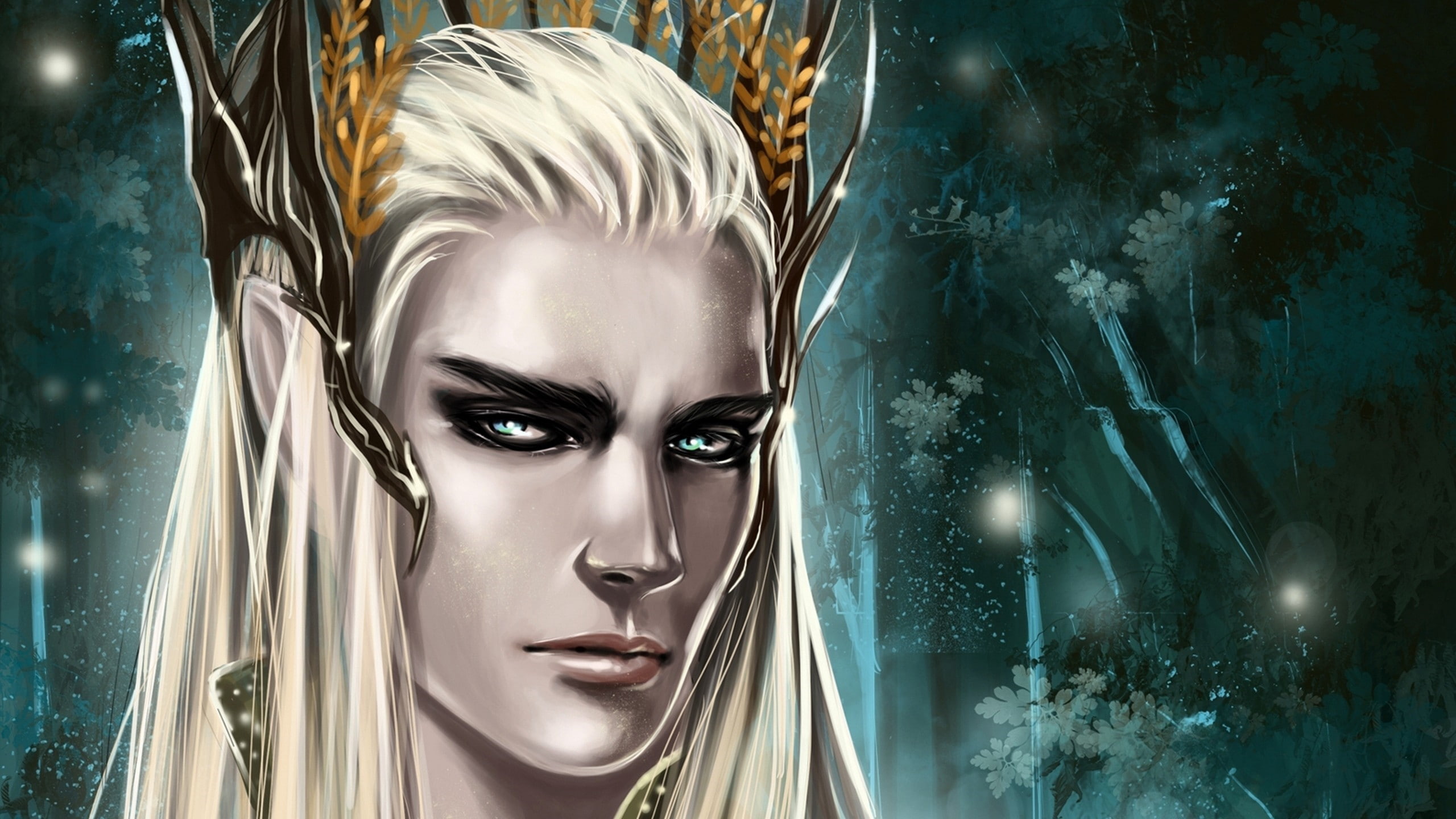 Thranduil, Art, adult, art and craft, 2K, fashion, gothic style, young adult, beauty, dark, beautiful woman, beautiful people, Drawing, stage make-up, HD Wallpaper