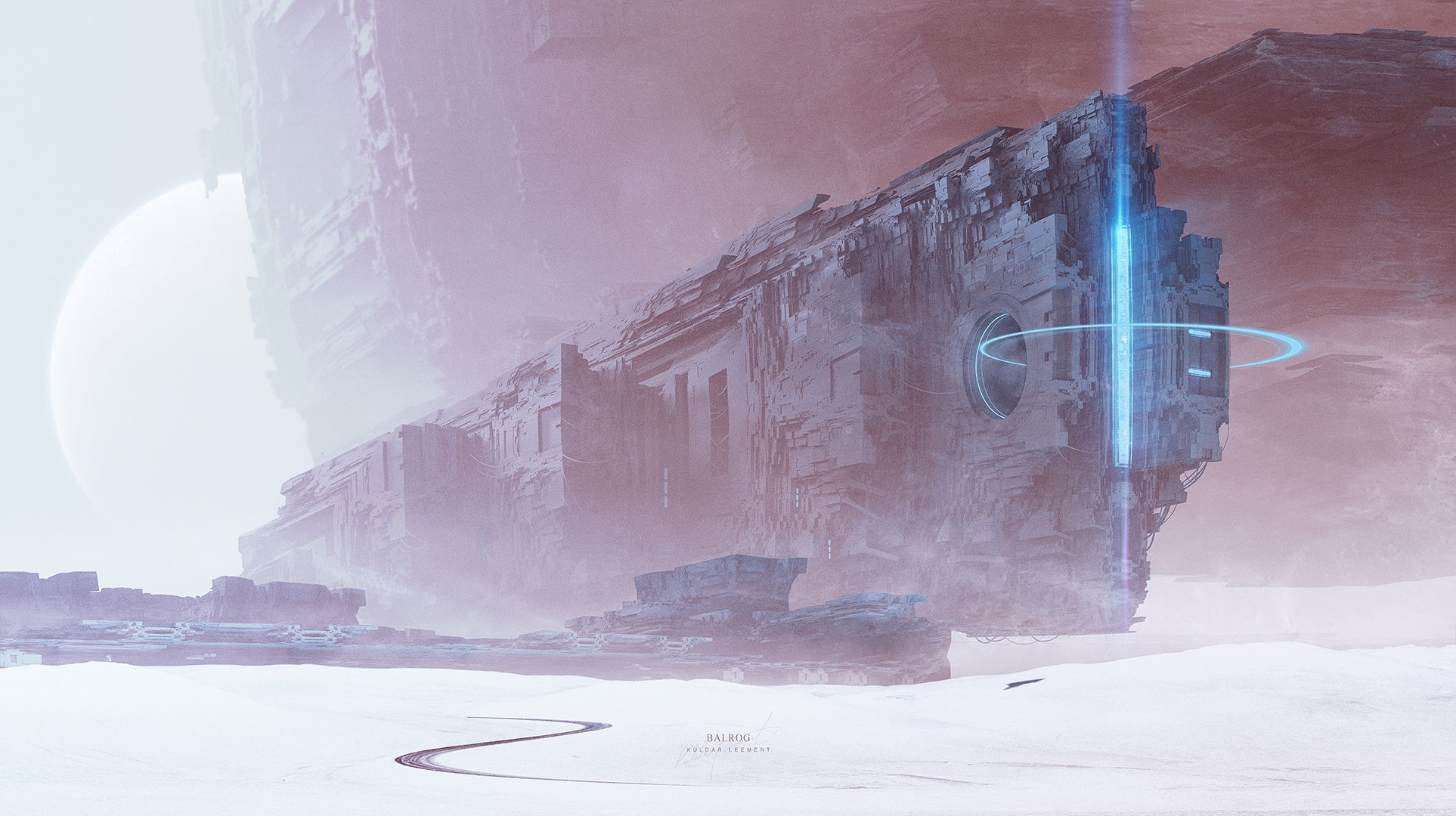 landscape, frozen, sky, beauty in nature, environment, kuldar leement science fiction balrogs futuristic, outdoors, snow, built structure, digital composite, HD Wallpaper