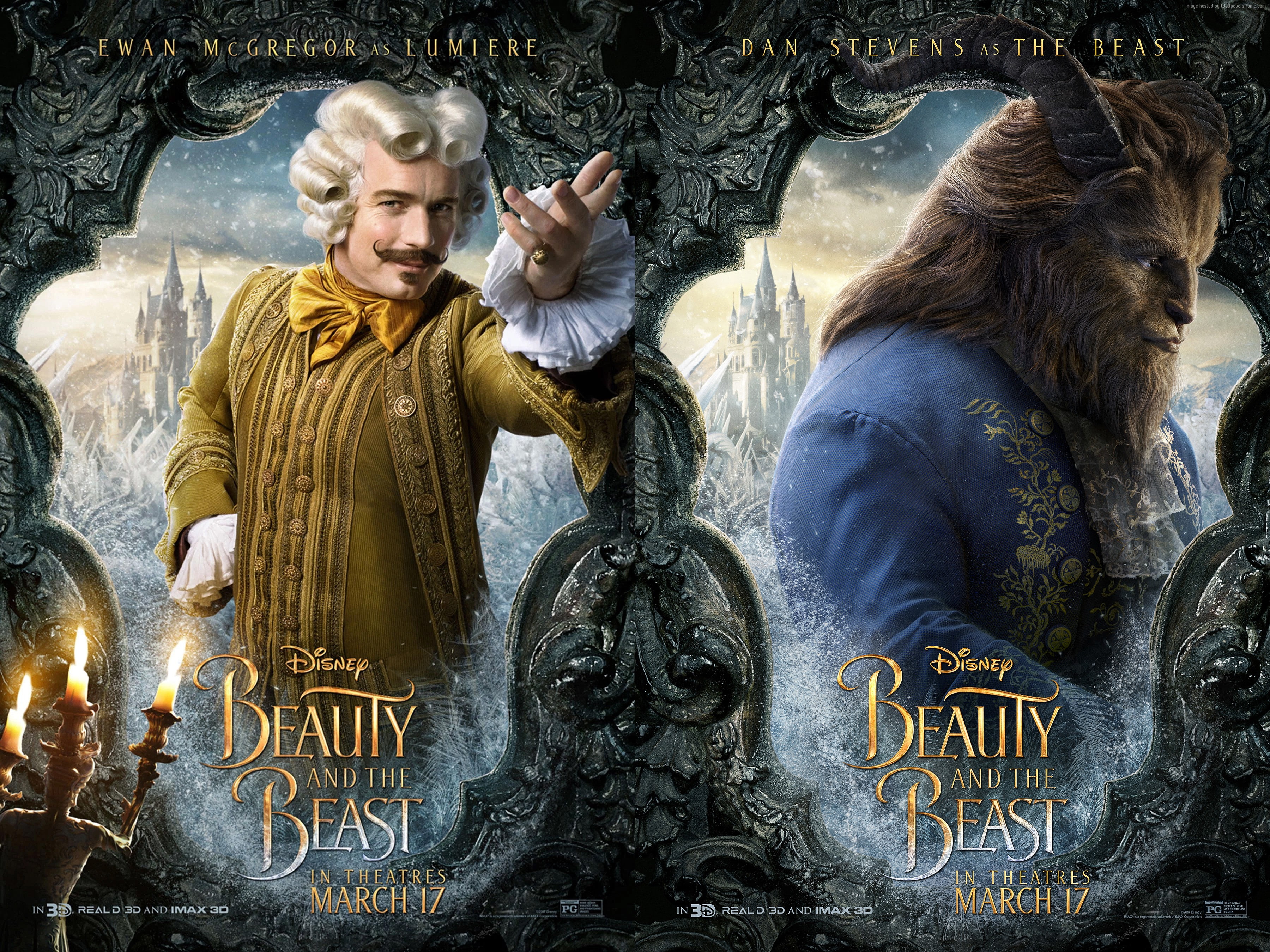 Beauty and the Beast, 2K, best movies, Evan McGregor, Dan Stevens, life picture, HD Wallpaper