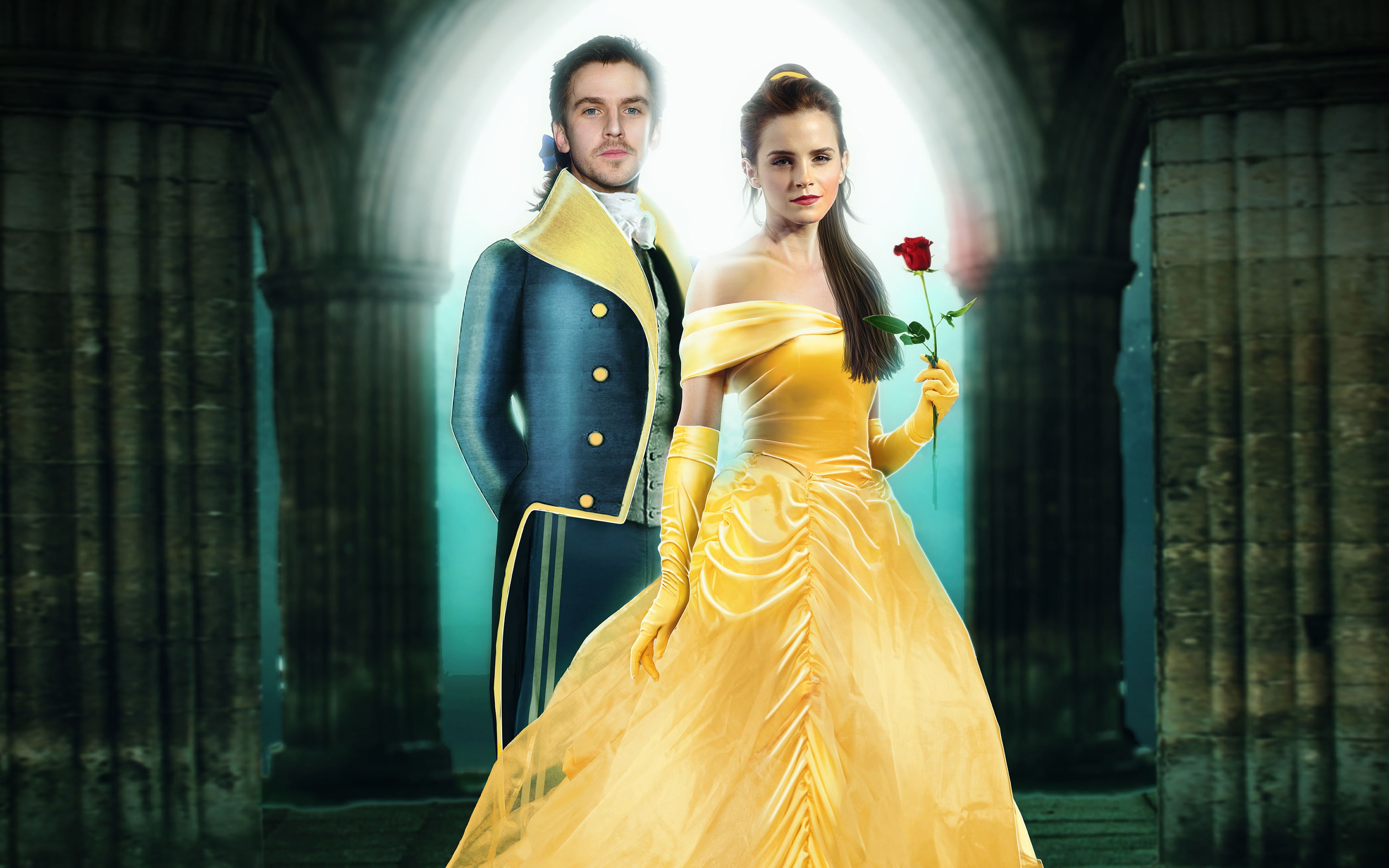 Dan, beast, and, Emma, Stevens, Watson, Beauty, 2K, The, HD Wallpaper