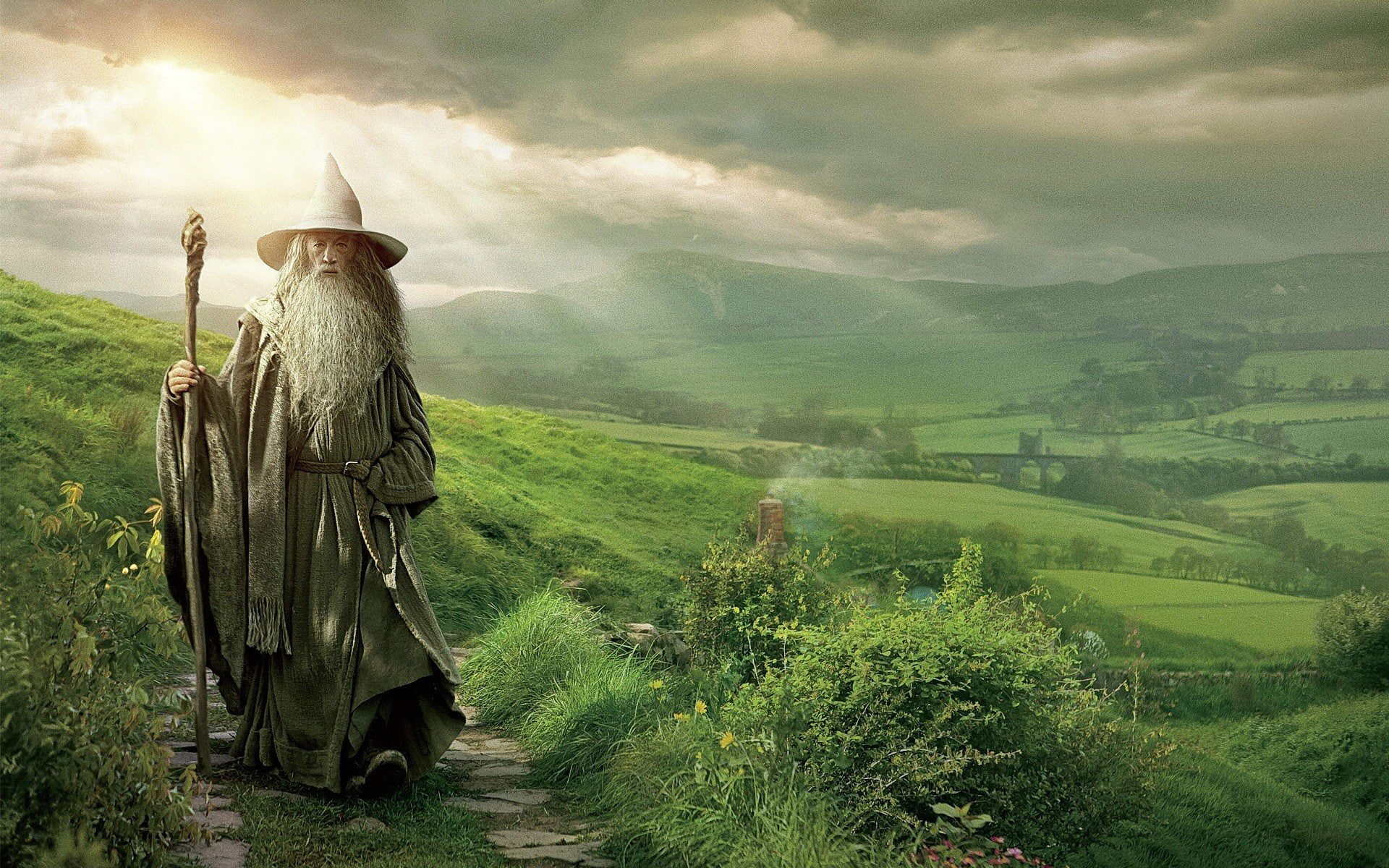 hobbit, middle earth, ian, wizards, gandalf, movies, 1080P, nature, green, mckellen, HD Wallpaper