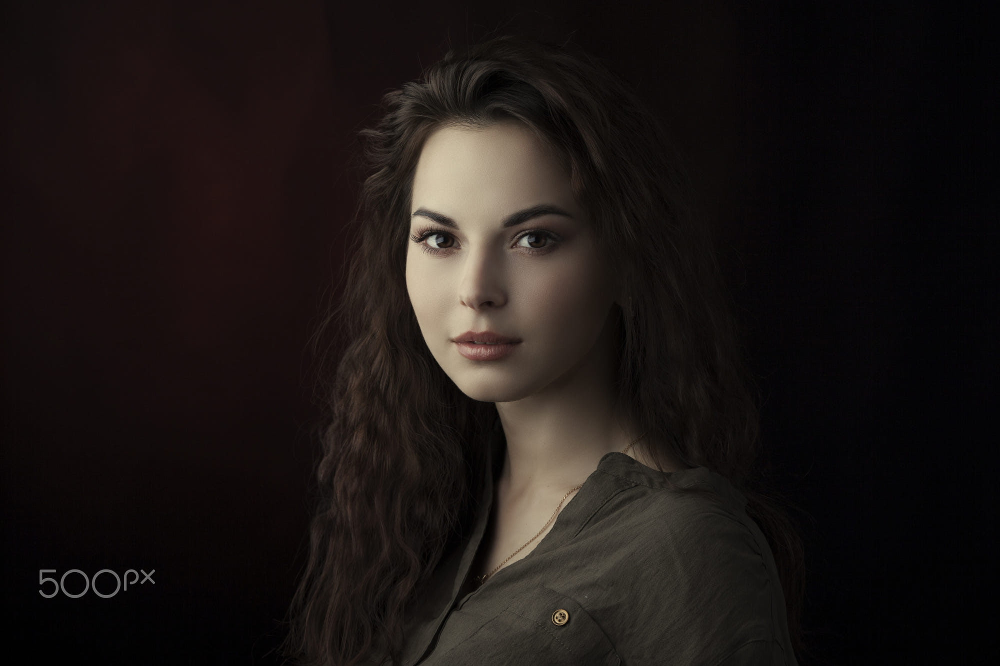 face, brunette, grey shirt, pale, portrait, women, shirt, brown eyes, 1080P, model, 500px, HD Wallpaper
