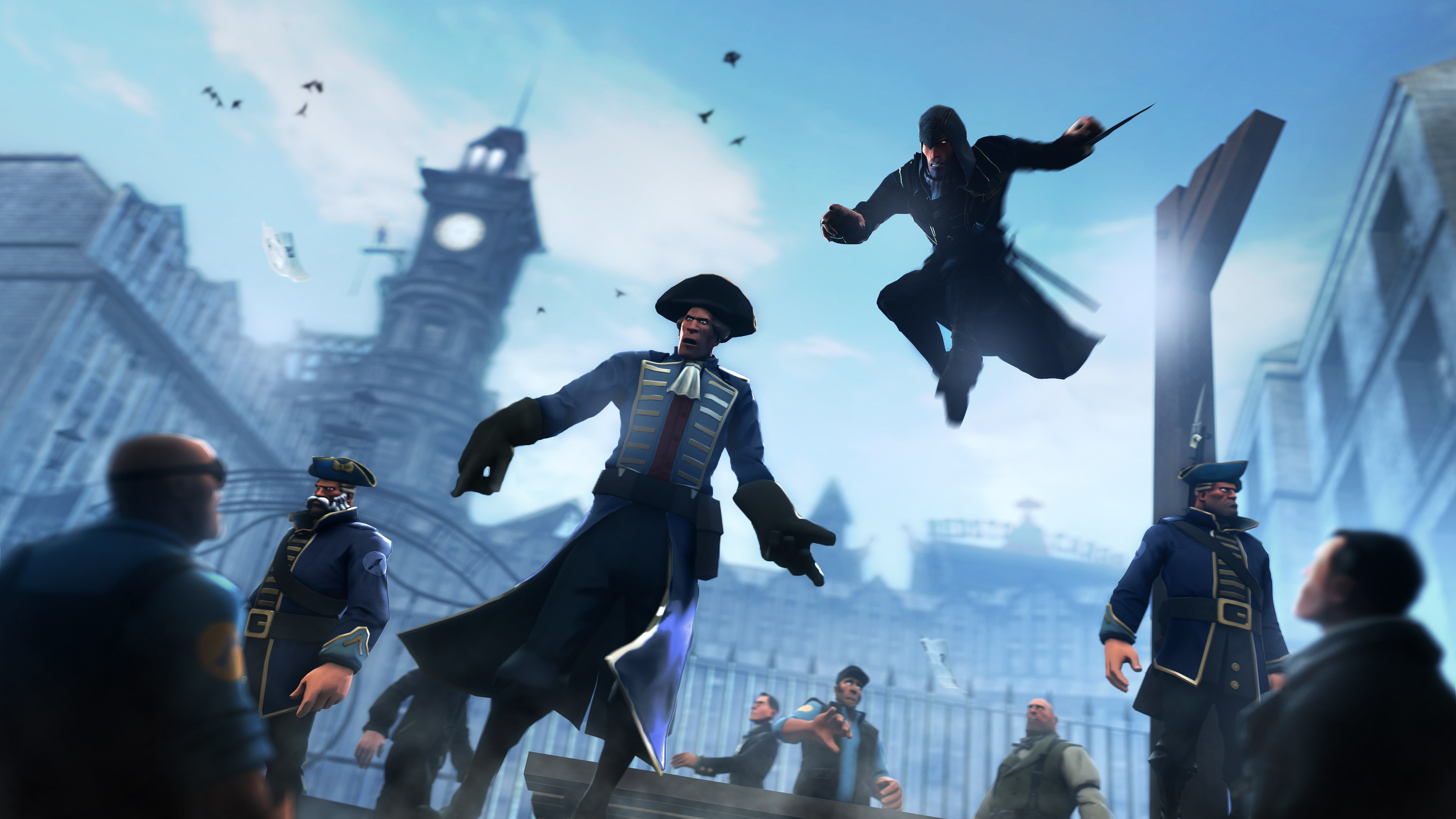 city, outdoors, crowd, new York City, day, fan art, human arm, women, urban Scene, famous Place, people, Team Fortress 2, creed, business, lifestyles, large group of people, HD Wallpaper