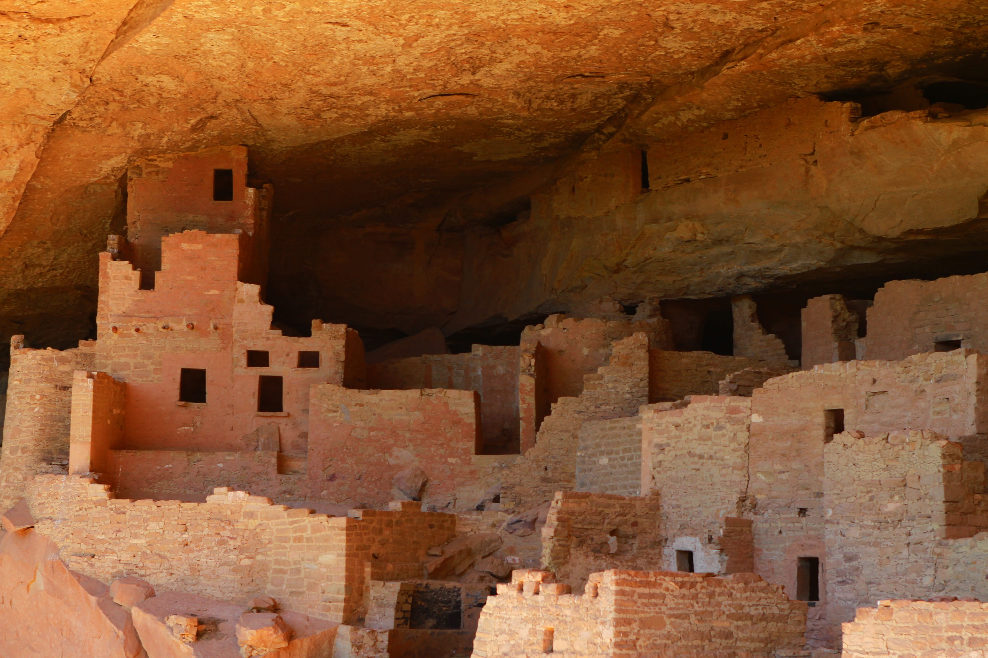 brick, concrete, native, stone wall, towers, mesa verde, brown, cave, building exterior, mesa, brick wall, west, cliff dwelling, building, day, culture, HD Wallpaper