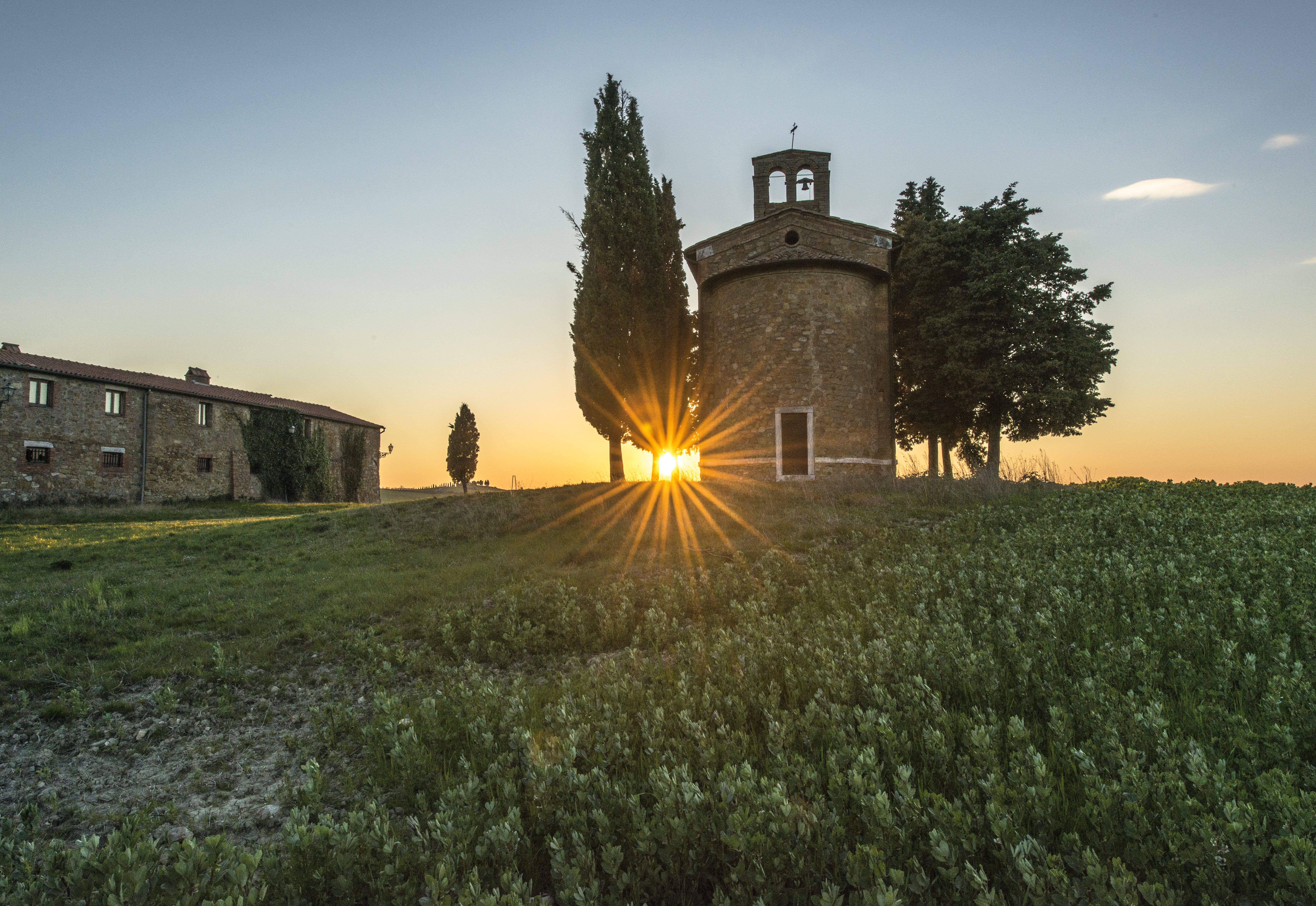 growth, fortress, 5K, tower, sky, place of worship, building, green, cathedral, sun, land, built structure, sunlight, no people, tree, building exterior, HD Wallpaper