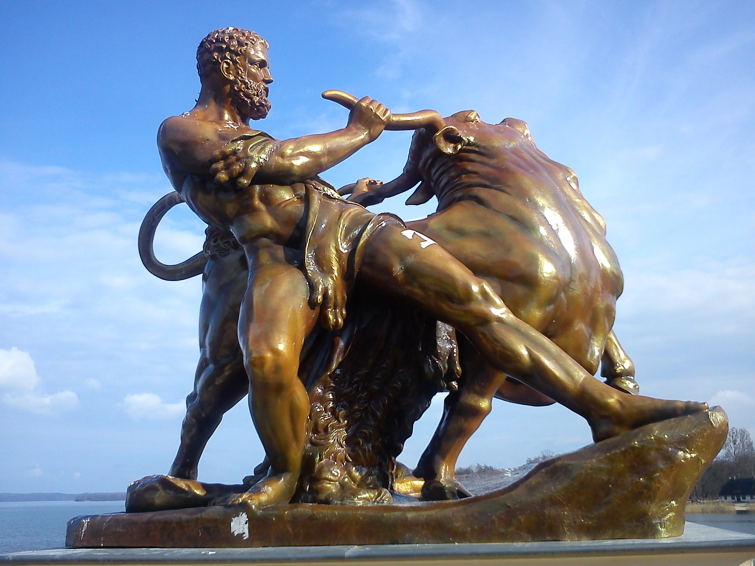 human representation, monument, architecture, art and craft, blue, outdoors, history, creativity, no people, bull, bronze statue, tame, mammal, male likeness, HD Wallpaper