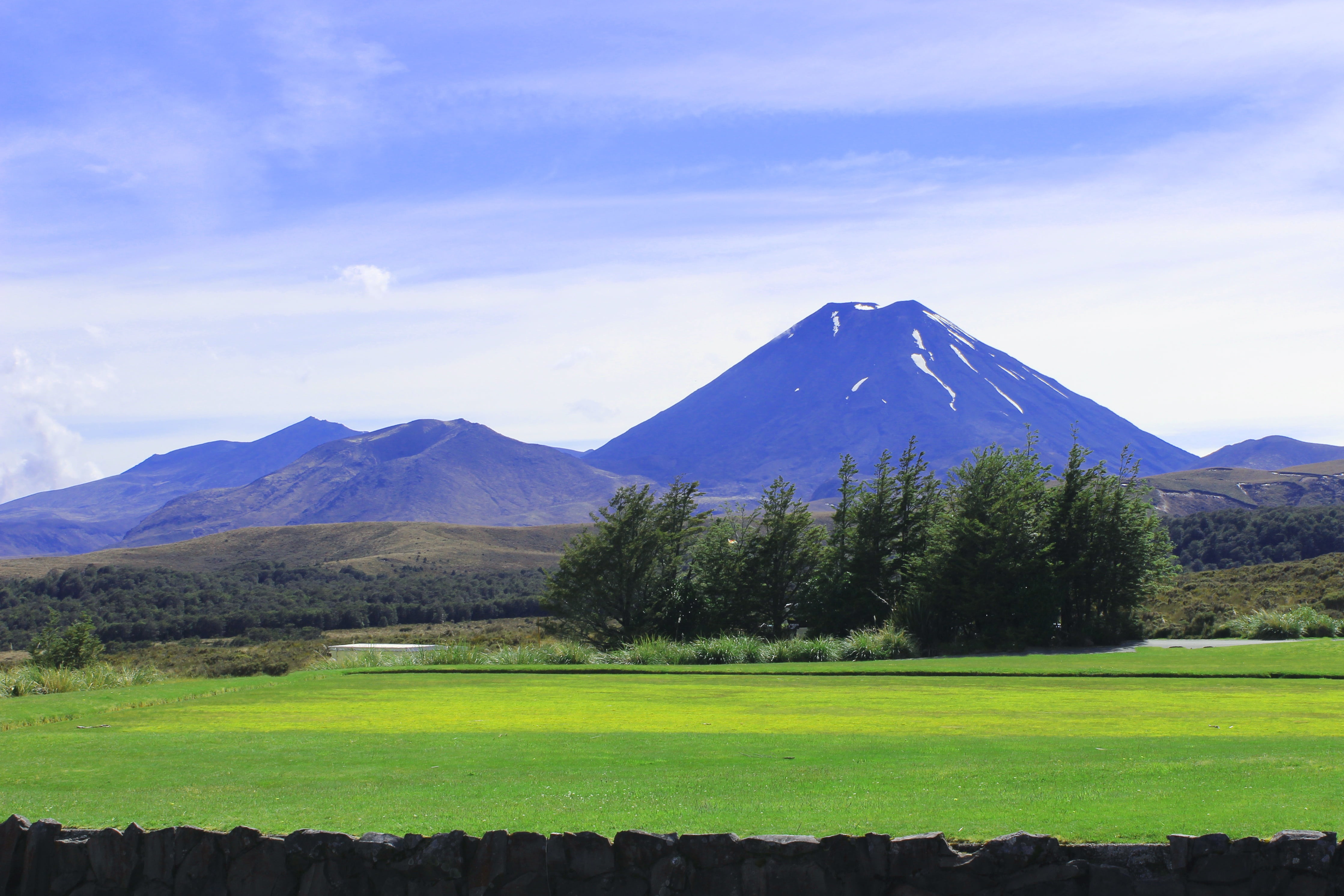 green color, mount ngauruhoe, 4K, day, mountain peak, mountain, tranquil scene, cloud - sky, landscape, beauty in nature, tree, scenics, environment, tranquility, HD Wallpaper