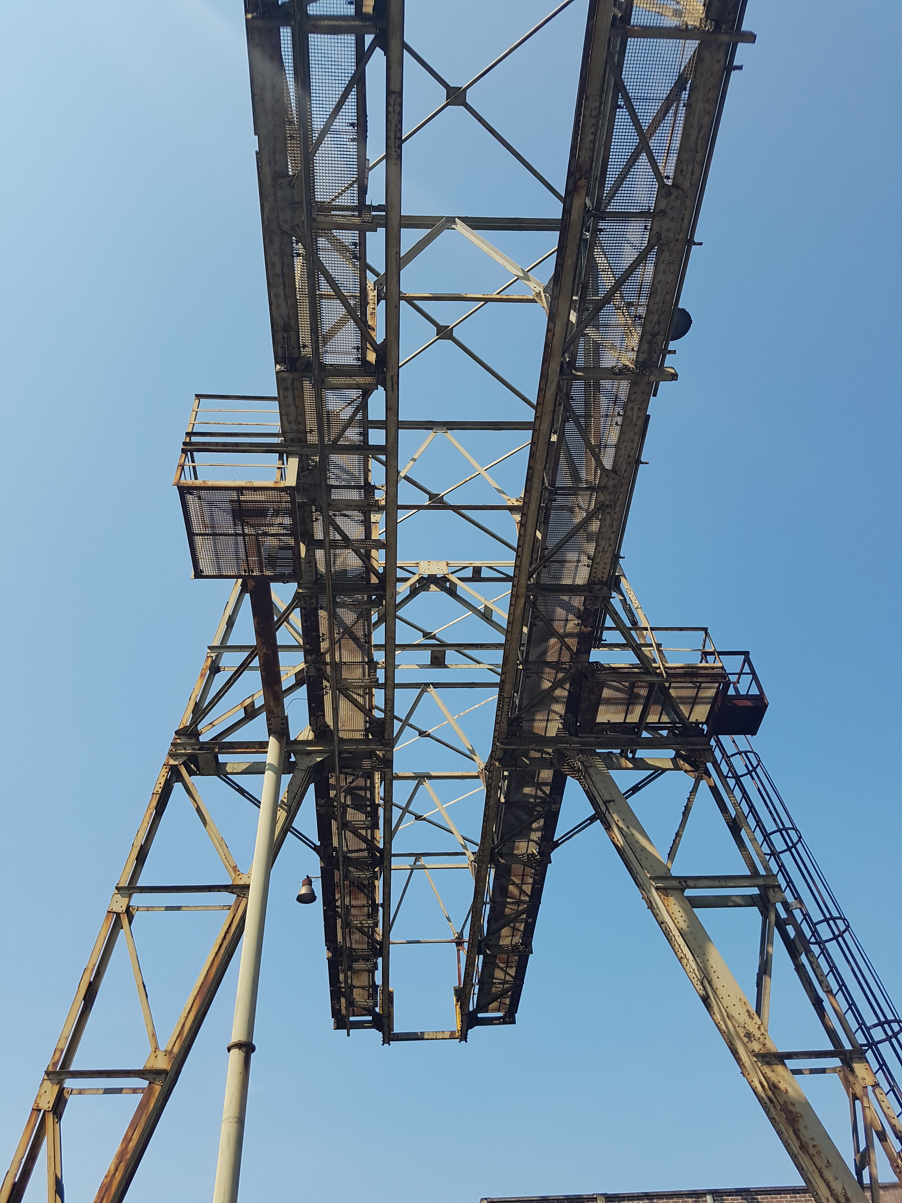 outdoors, tall - high, development, 4K, connection, shut down, low angle view, duisburg, metal, machinery, power supply, landscape park, day, nature, industrial ruin, Phone HD Wallpaper