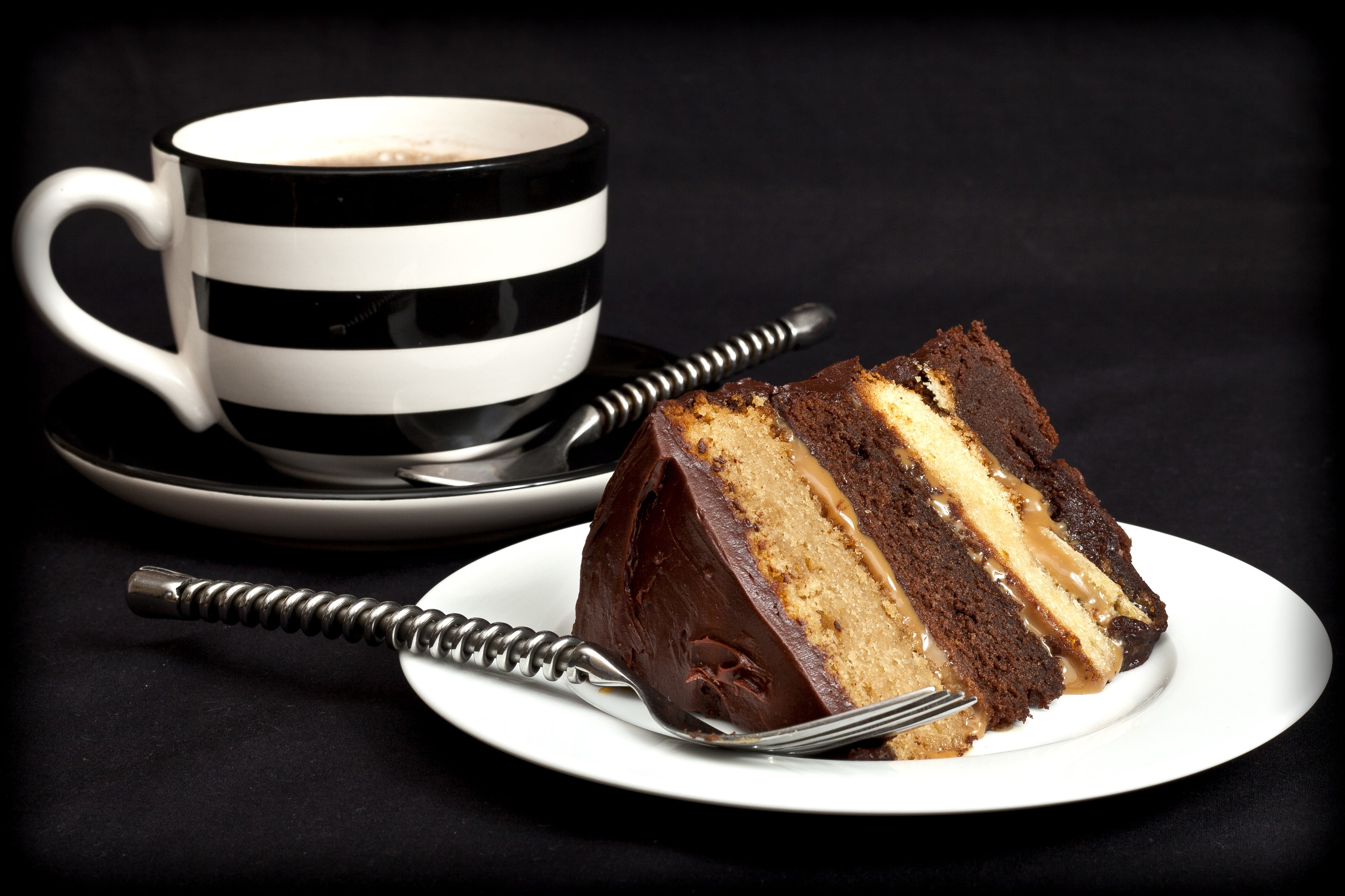 brown, drink, black Color, Cup, dessert, coffee cup, indoors, cake, close-up, gourmet, freshness, mug, eating utensil, food, white, crockery, refreshment, HD Wallpaper