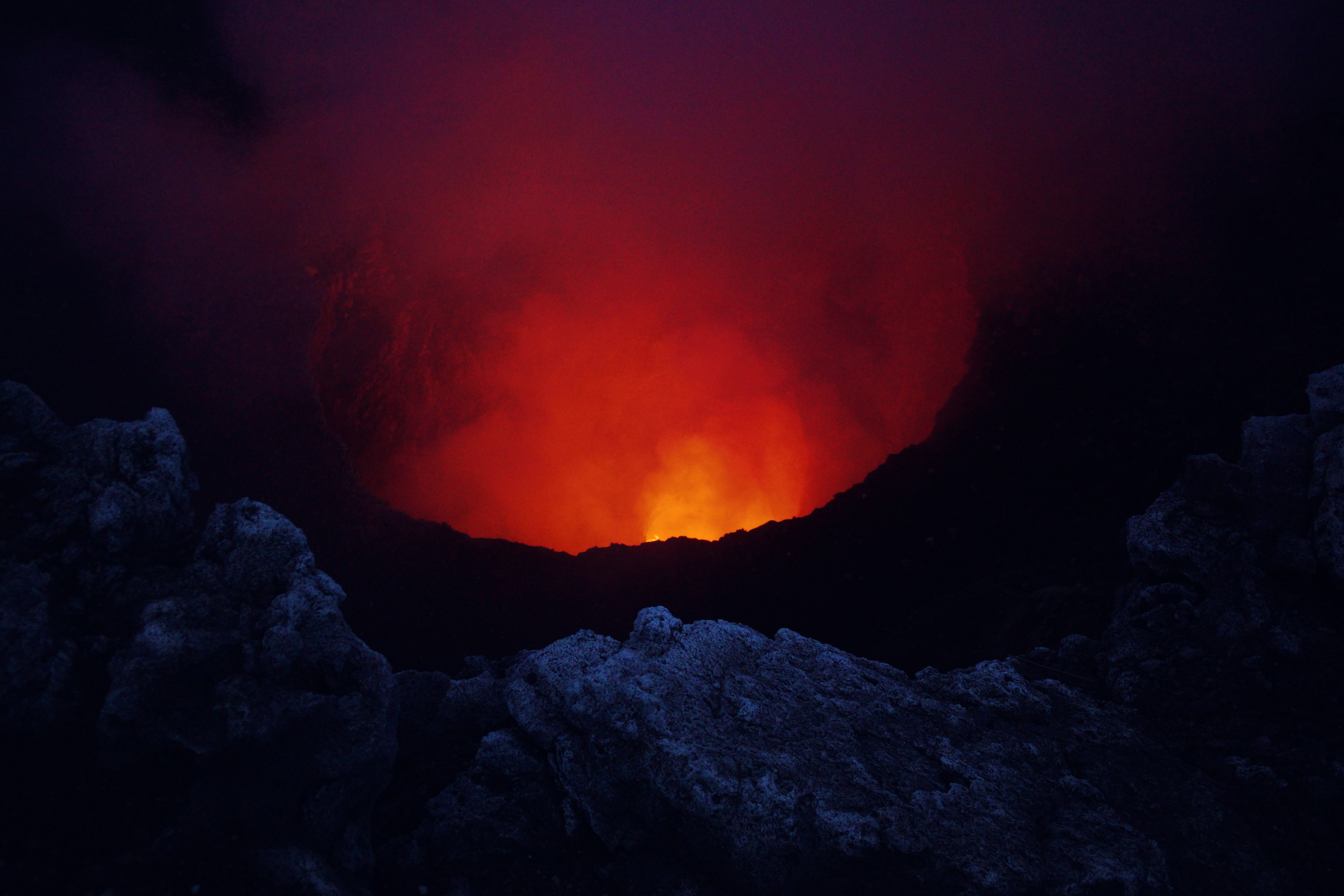 nicaragua, fire - Natural Phenomenon, burning, night, bonfire, volcanic Crater, outdoors, mountain, red, active volcano, gray, physical geography, burnt, HD Wallpaper