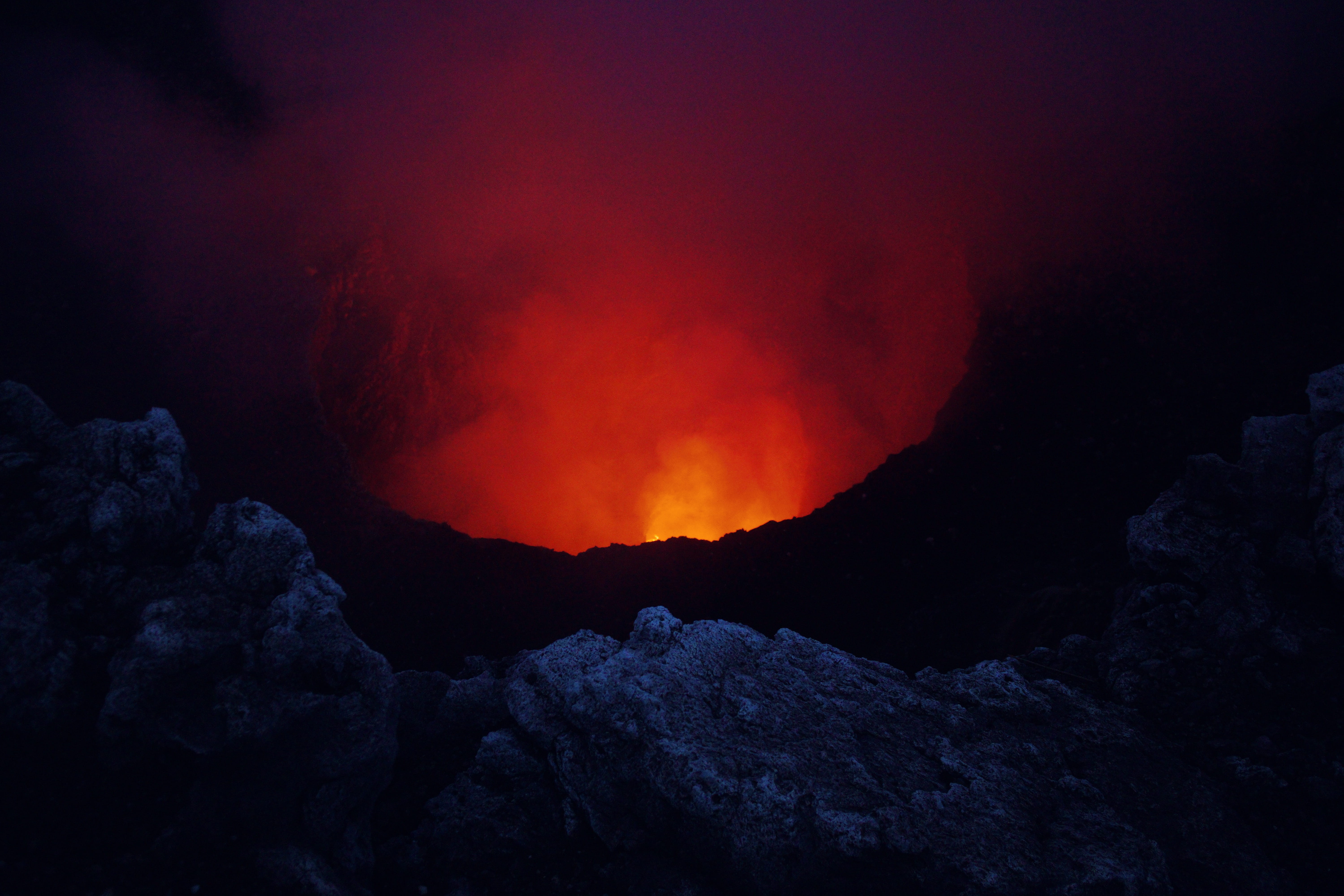 volcano, environment, heat - temperature, physical geography, geology, smoke - physical structure, 5K, landscape, mountain, molten, erupting, beauty in nature, HD Wallpaper