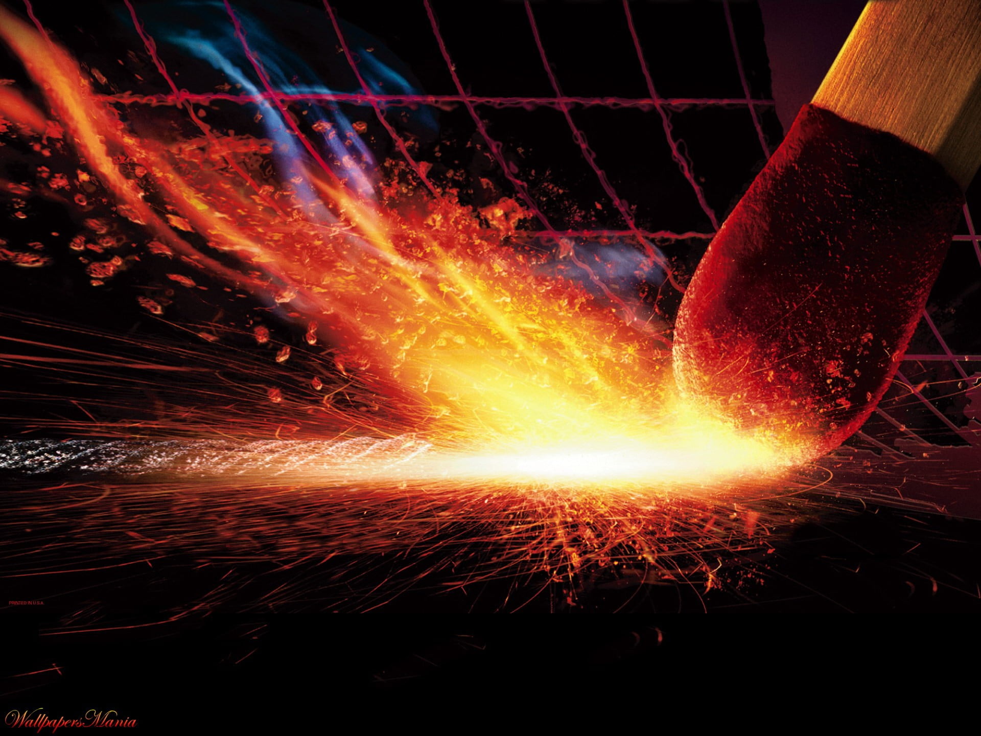 burning, metal Industry, sparks, equipment, alloy, heat - Temperature, exploding, glowing, molten, construction Industry, illuminated, 1080P, abstract, HD Wallpaper