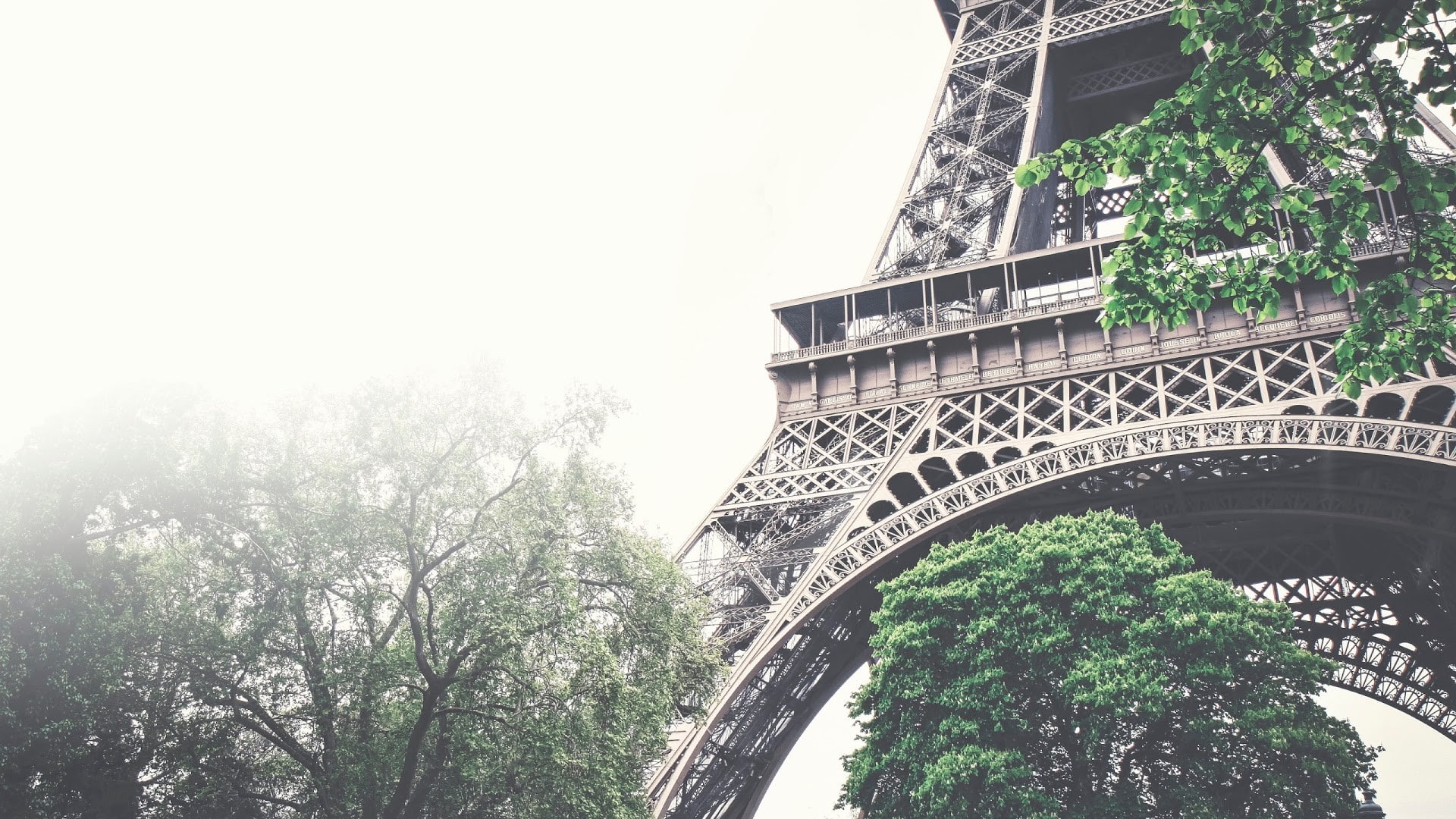 sky, green color, day, Eiffel Tower, arch bridge, trees, the past, no people, arch, bridge, outdoors, Paris, architecture, low angle view, building exterior, HD Wallpaper