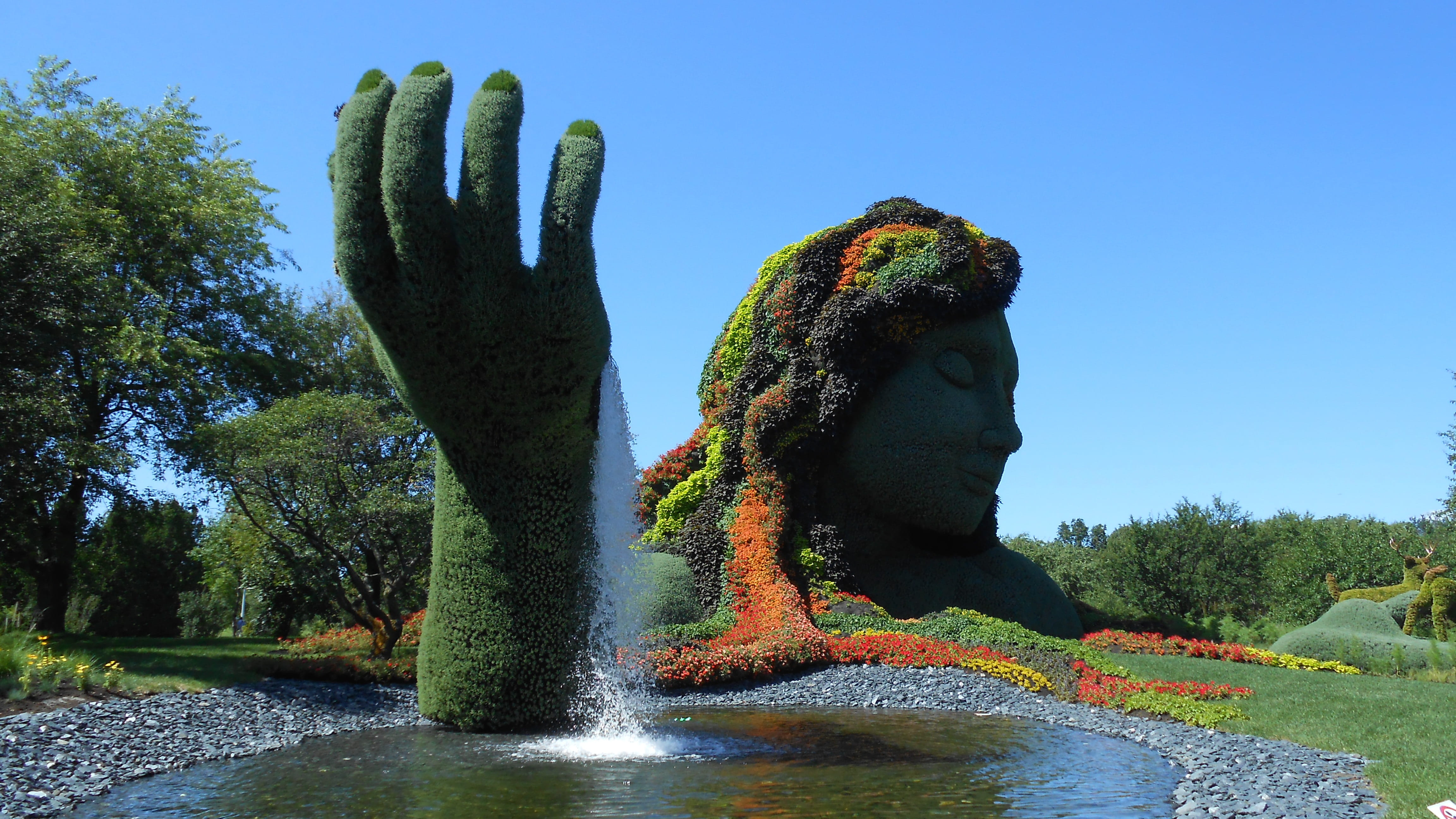growth, botanic, day, fountain, human representation, photography, nature, topiary, beauty in nature, plant sculpture, no people, hand, flower, garden, HD Wallpaper