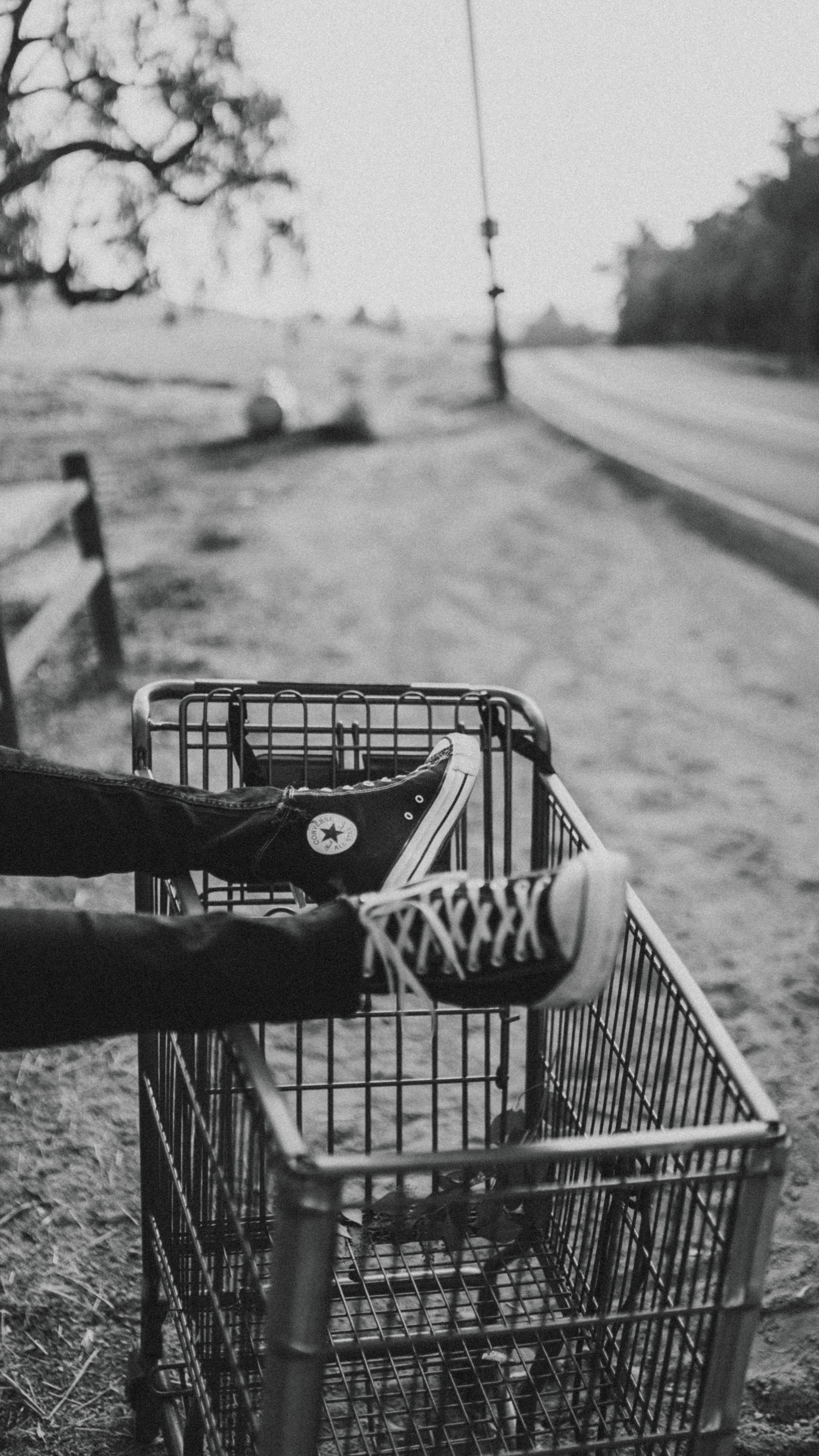 grayscale, black and white, foot, trainer, photo, focus on foreground, road, person, transportation, plant, footwear, selective focus, lake, lifestyles, Phone HD Wallpaper