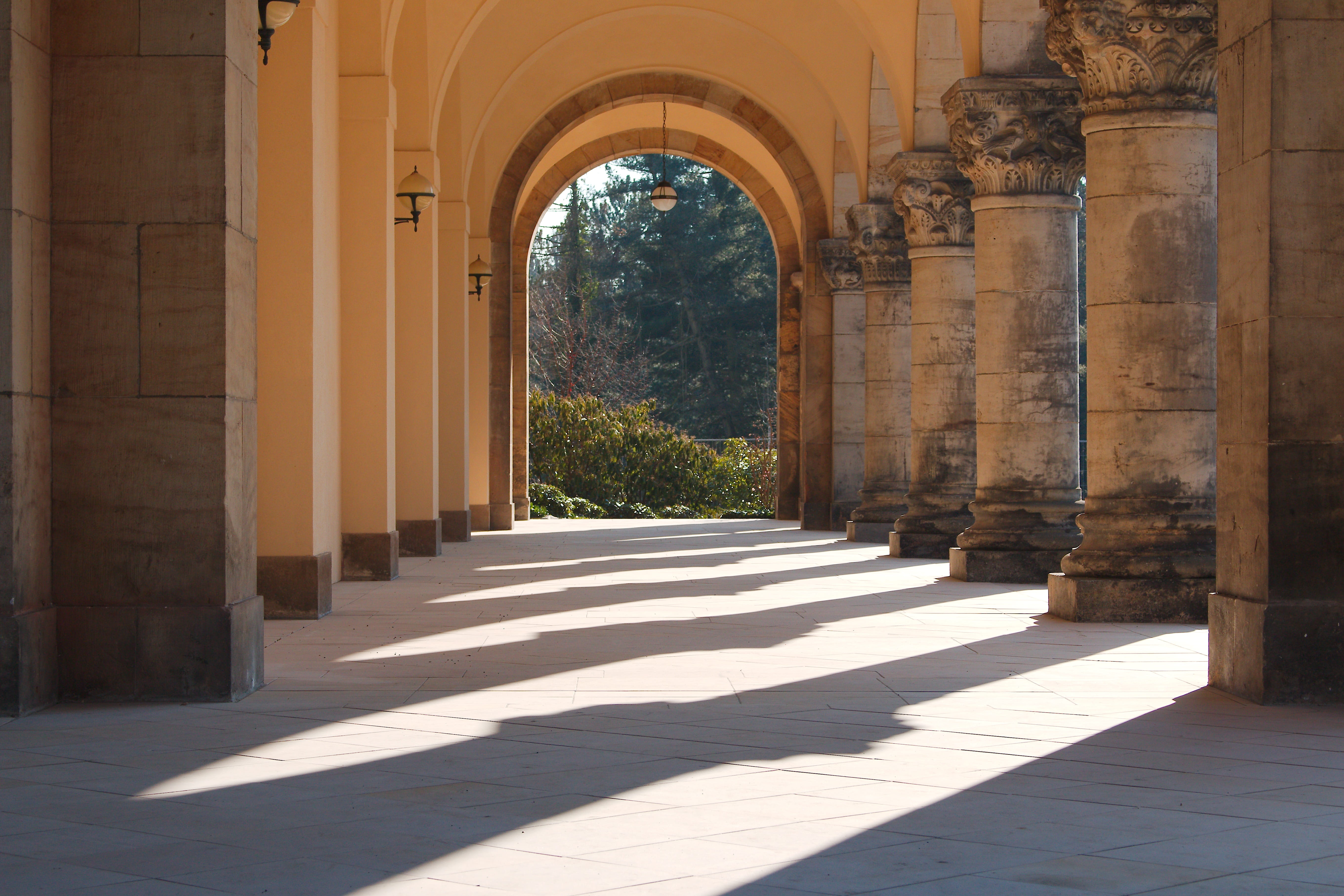 shadow, old, built structure, architectural column, nature, travel destinations, plant, building, archway, arcade, stone, tree, door, outdoors, city, house, HD Wallpaper