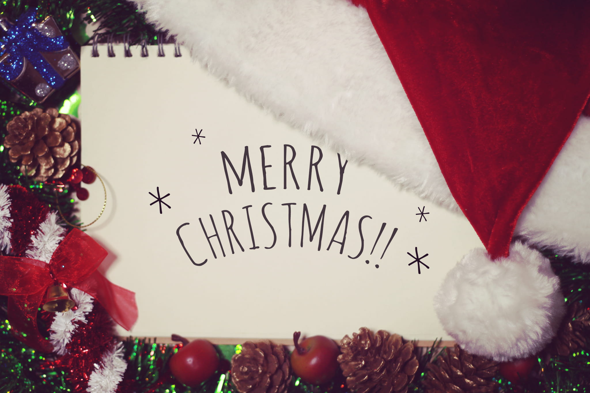 season, gift, holiday, christmas decoration, decors, western script, winter, message, print, holiday - event, decoration, high angle view, no people, merry christmas, HD Wallpaper