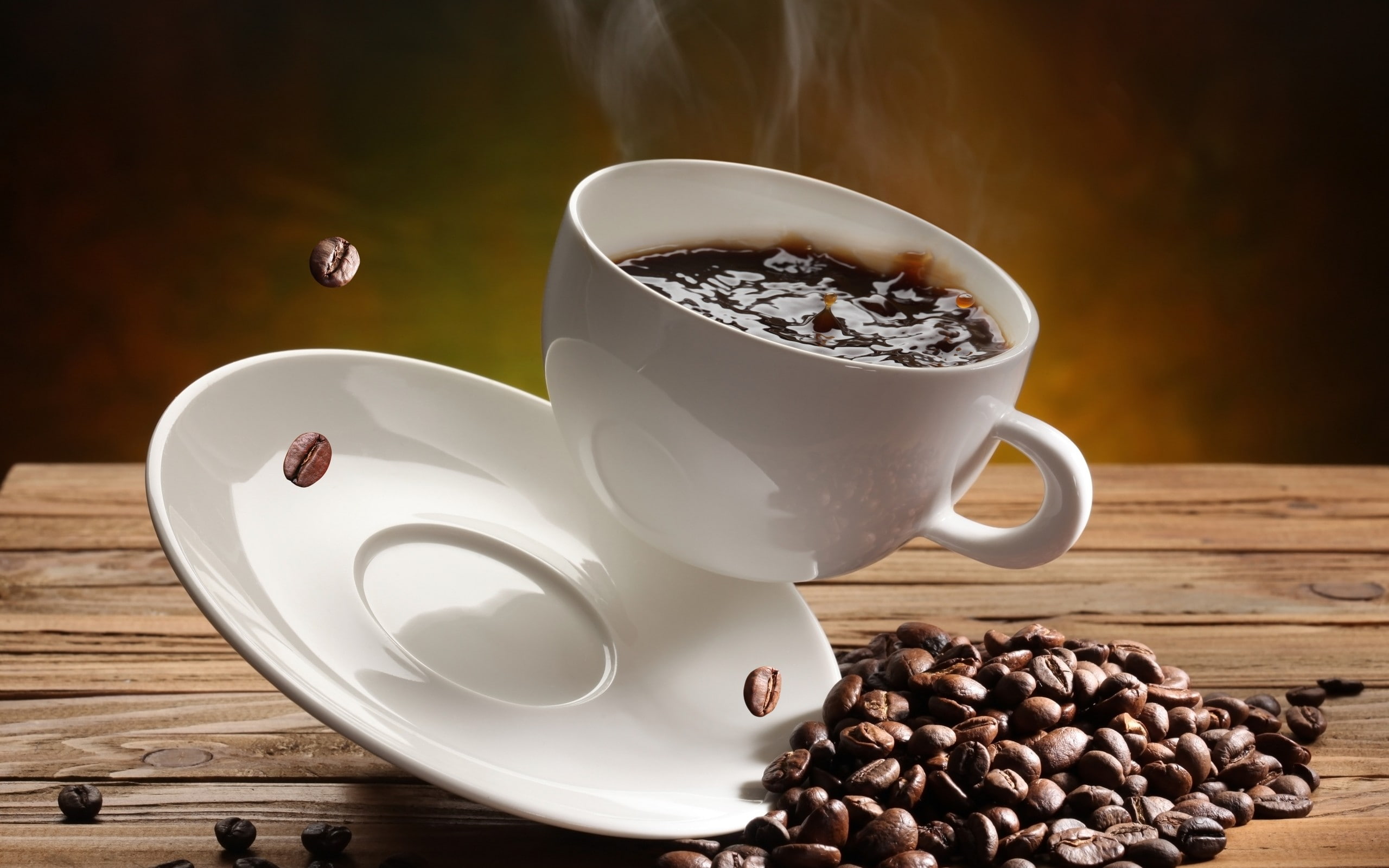 drink, cup, coffee, coffee beans, 2K, HD Wallpaper