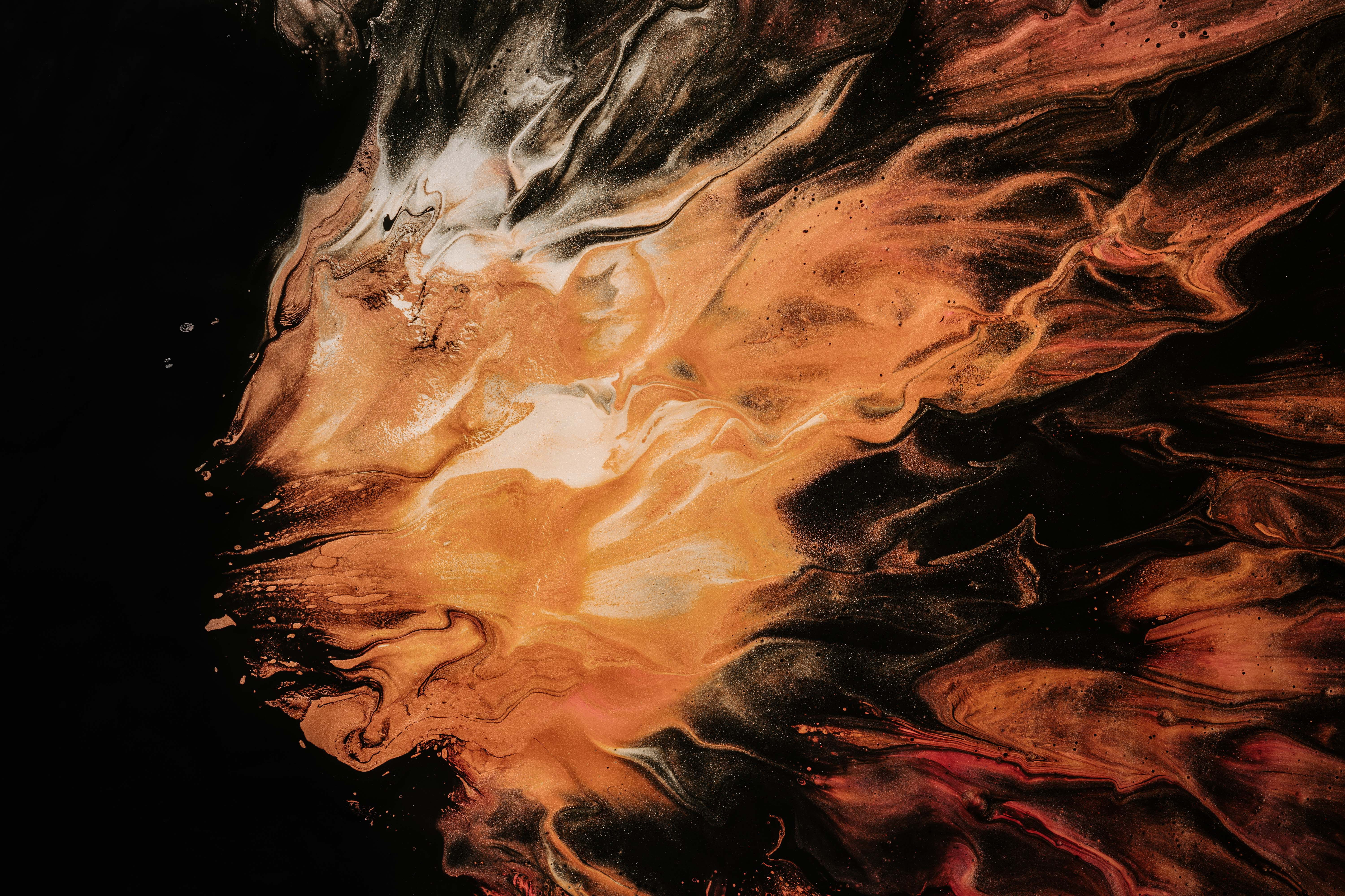 burning, textured, painted, colorful, studio shot, fractal, abstract, pattern, fire, texture, orange, black, color, heat - temperature, multi colored, no people, HD Wallpaper