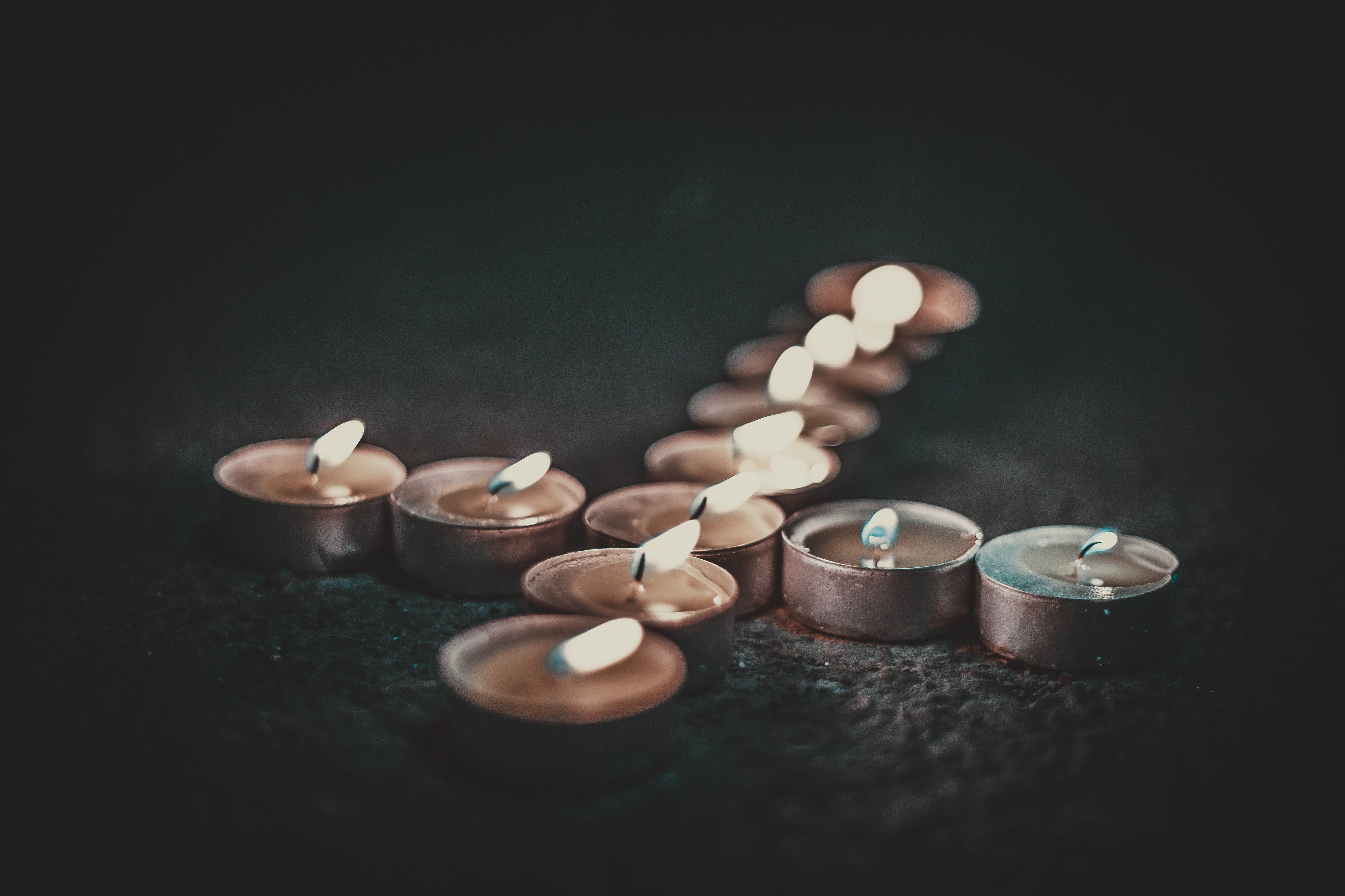 tea light, fire, burning, flame, studio shot, dark, tealight, food, indoors, coin, fire - natural phenomenon, no people, plant, heat - temperature, dish, HD Wallpaper
