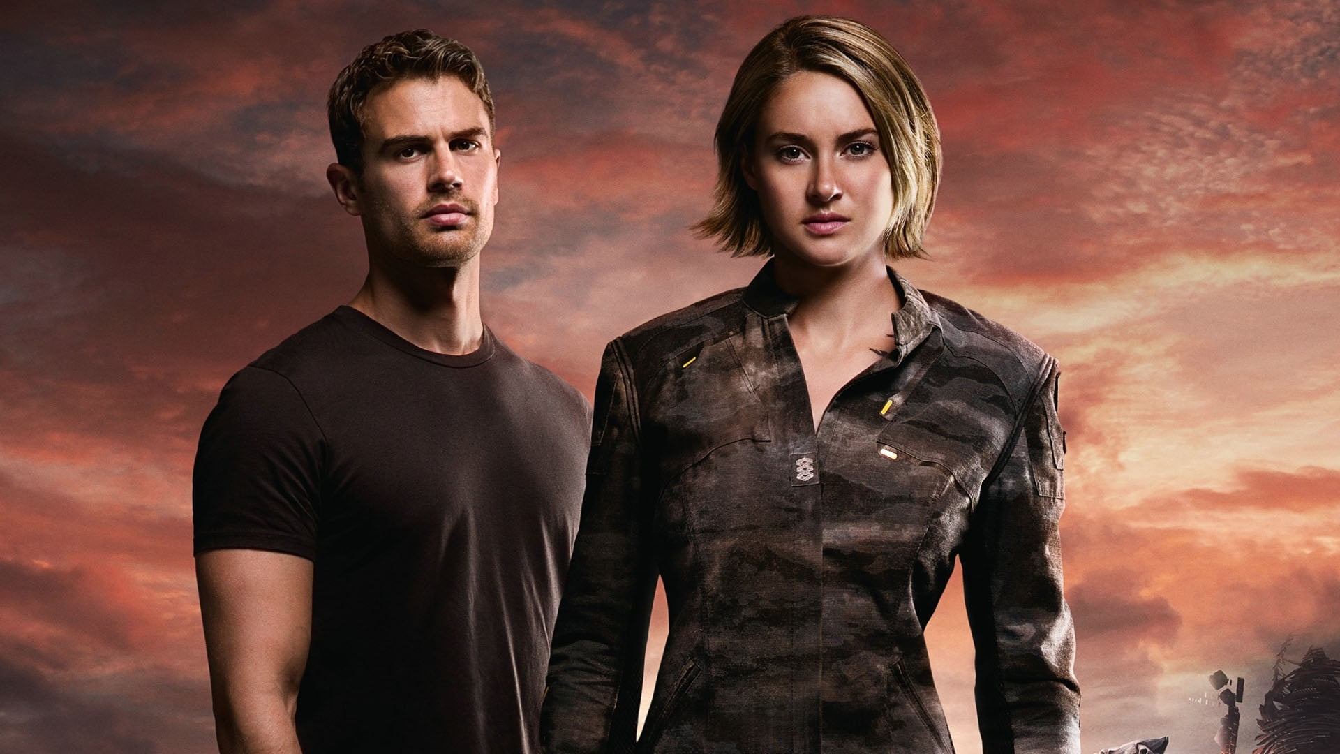allegiant, young women, fashion, young men, adult, girl, Allegiant (2016), looking at camera, movie, cloud - sky, waist up, togetherness, hairstyle, actress, HD Wallpaper