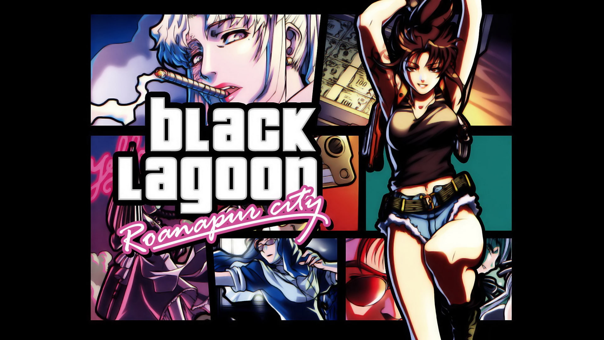 city, black, anime, lagoon, manga, hd, cartoon/comic, 1080P, game, roanapin, HD Wallpaper
