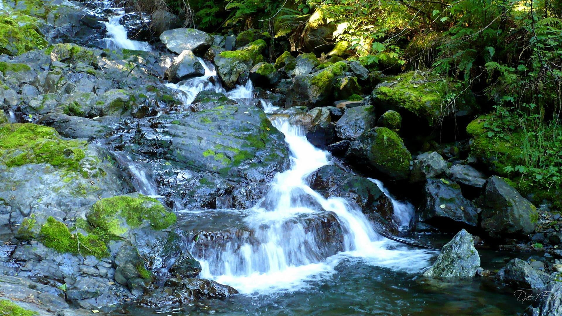 3d and abstract, fall, widescreen, mountain, 1080P, rocks, washington, creek, falls, HD Wallpaper