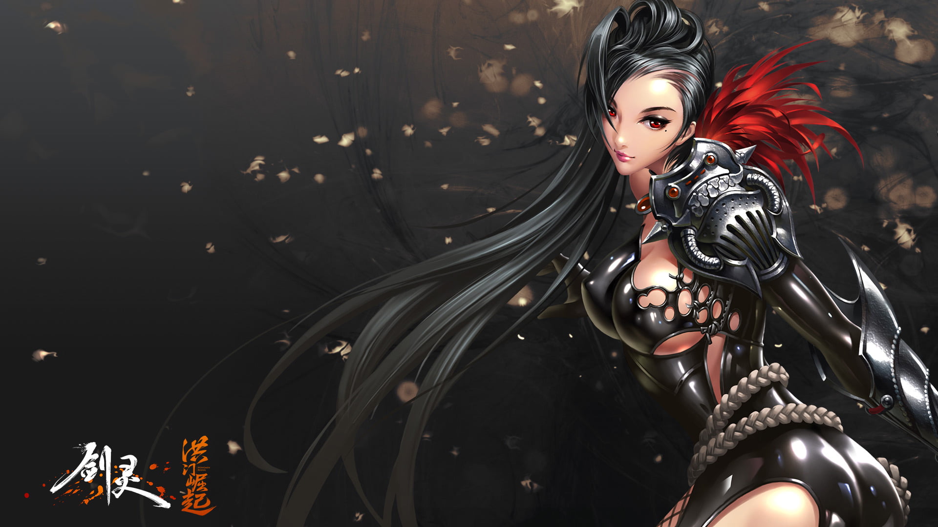 young adult, women, beauty, 1080P, wearing, beautiful woman, young women, black color, leather, woman, fashion, game, Blade and Soul, costume, HD Wallpaper