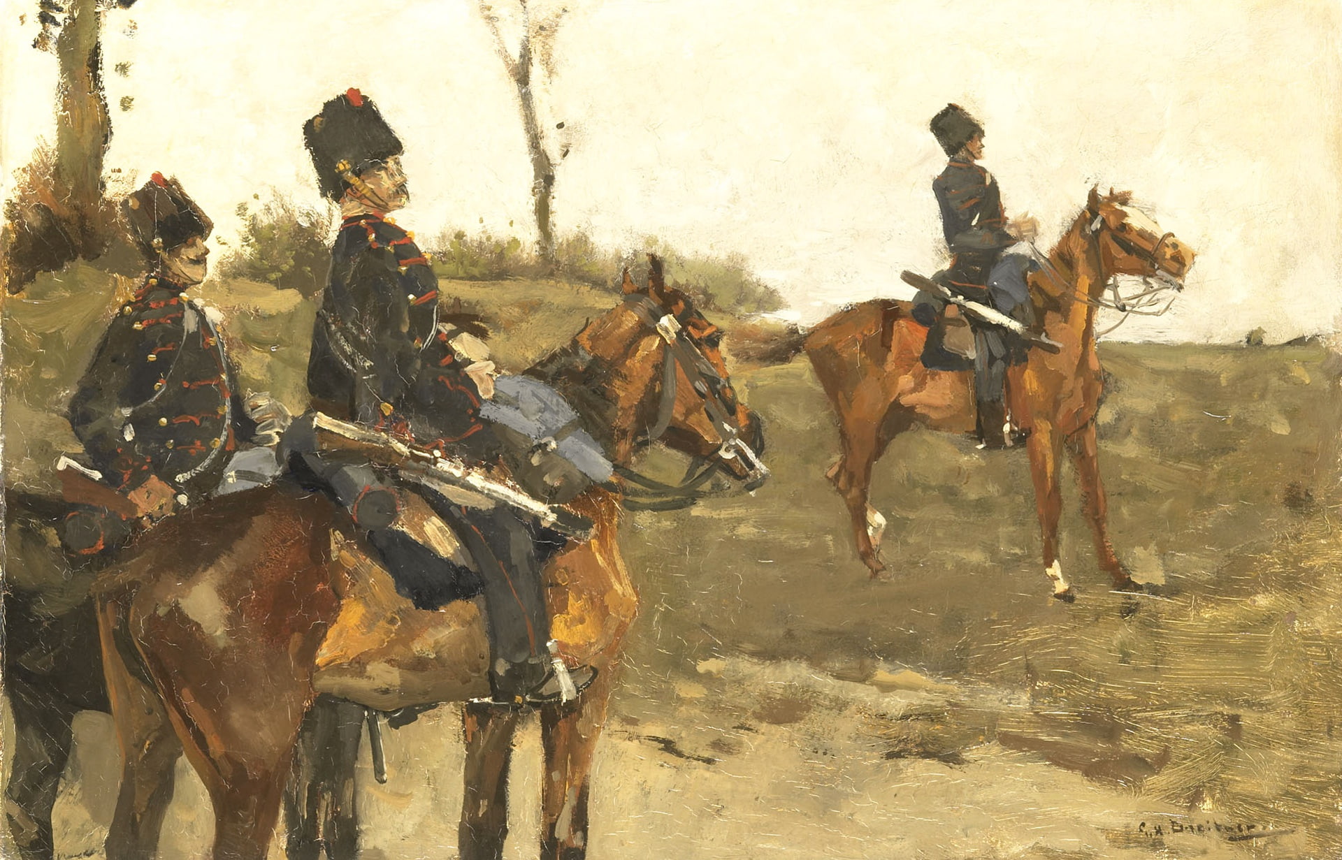 Georg Hendrik Breitner, Hussars, picture, genre, 1080P, HD Wallpaper