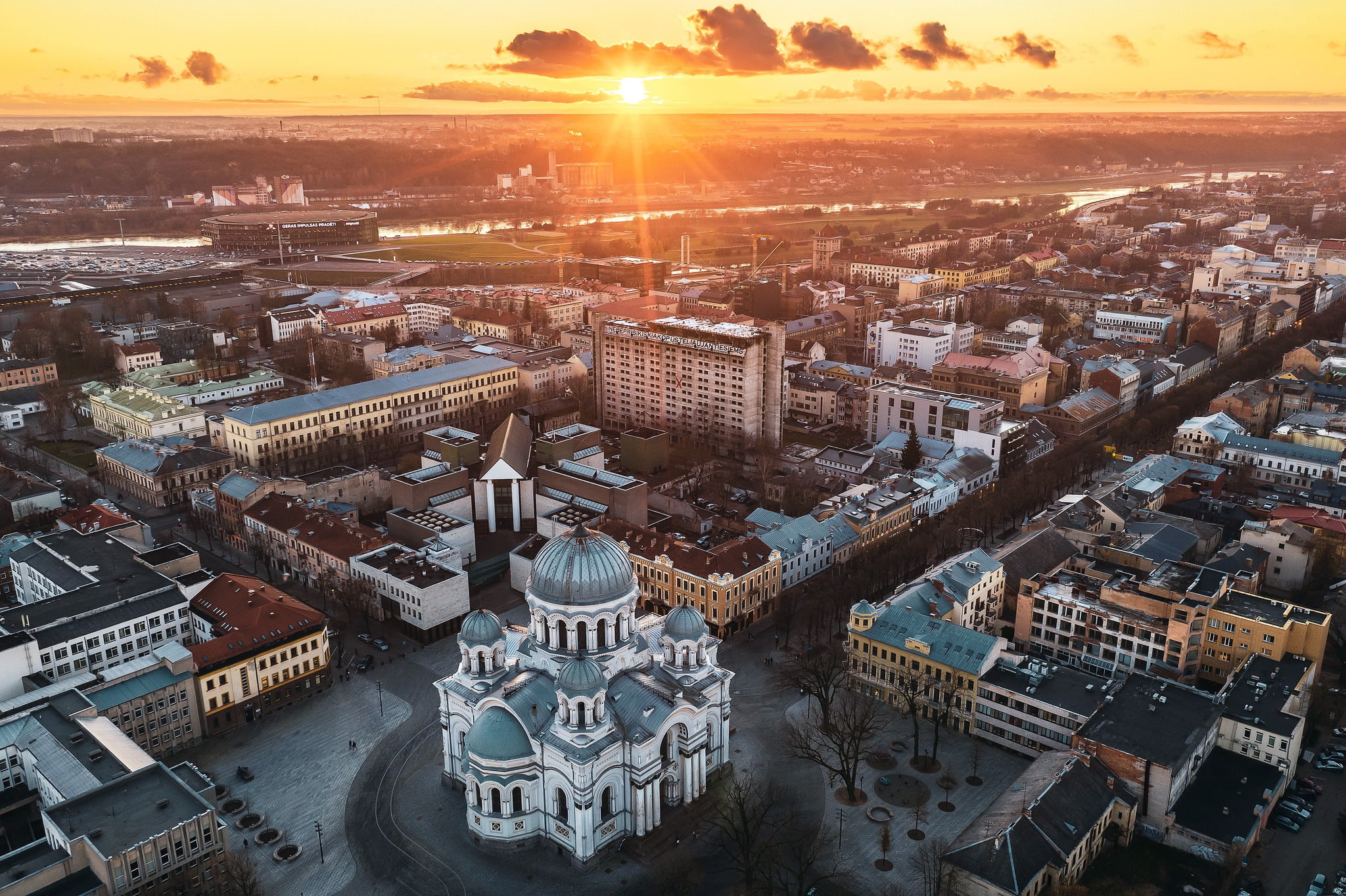Cathedral, 1080P, Kaunas, Lithuania, the city, HD Wallpaper