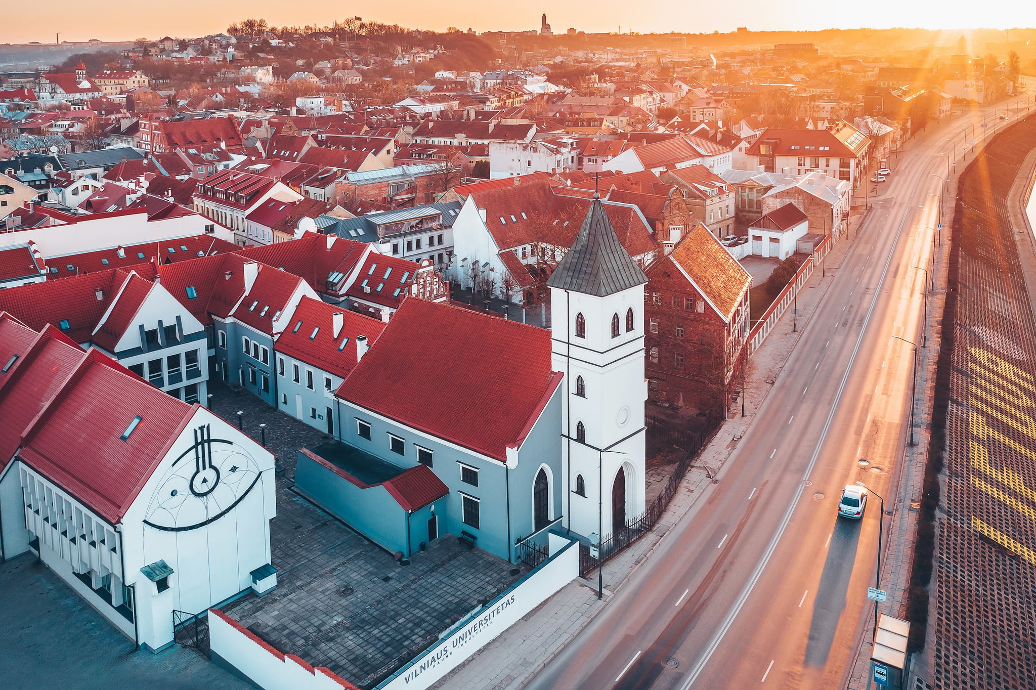 city, 1080P, cityscape, Lithuania, Kaunas, aerial view, HD Wallpaper
