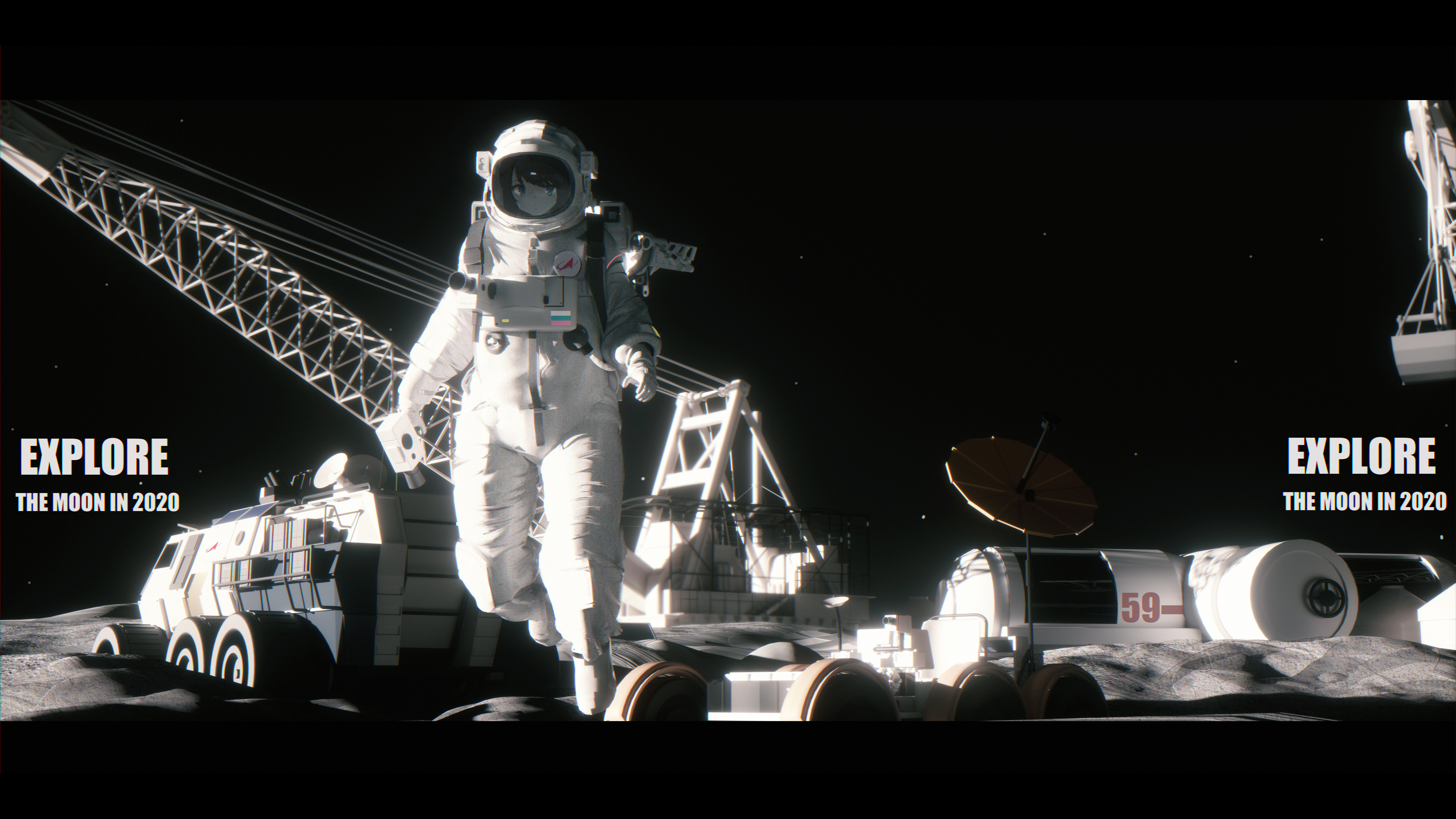 anime girls, space suit, science fiction, Bangeningmeng, 8K, anime, HD Wallpaper