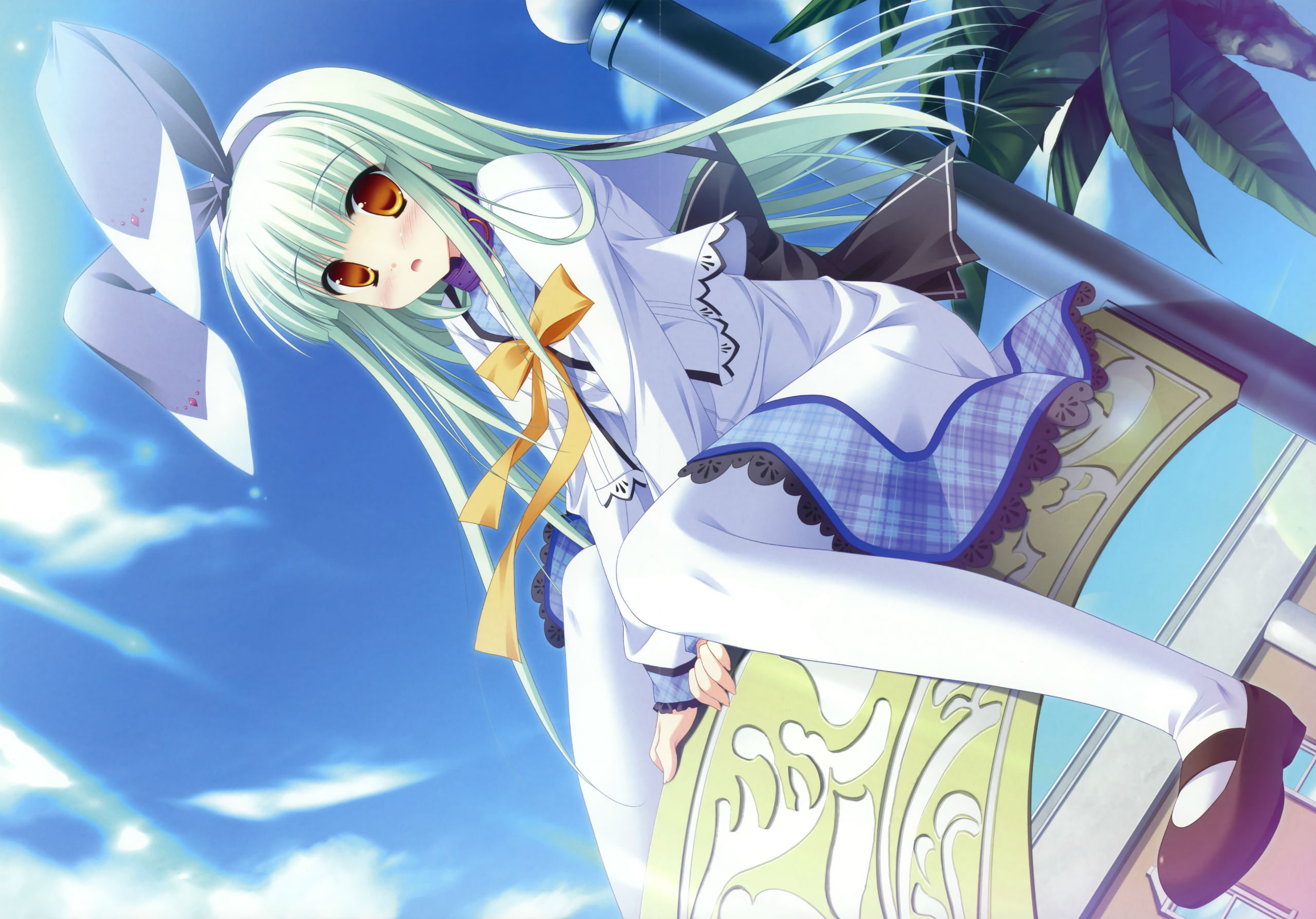 sky, ears, game, bunnygirl, hair, blue, kotora, bunny, himenogawa, diamic, days, 2K, sesena, pantyhose, yau, dress, HD Wallpaper