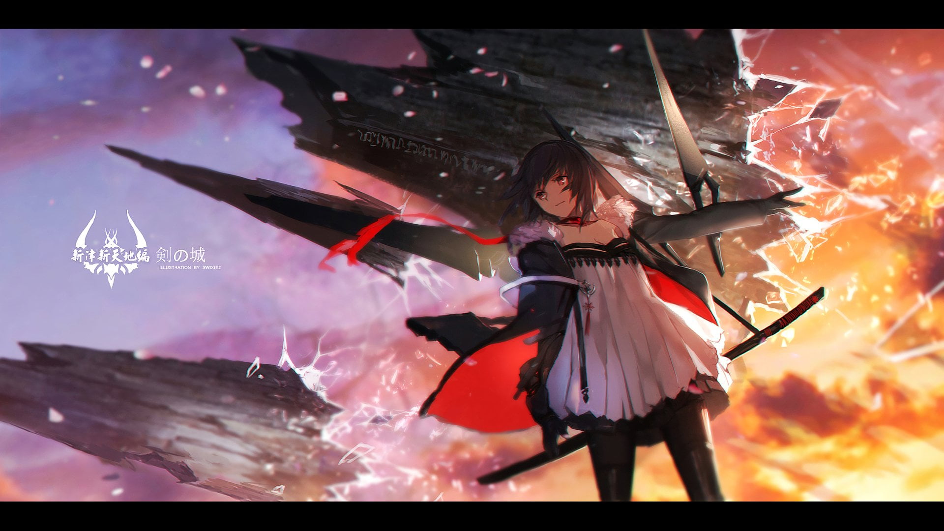 Red Eyes, Anime, 1080P, females, girls, costume, Pantyhose, Dress, leisure activity, clothing, motion, real people, child, Pixiv Fantasia T, dancing, one person, HD Wallpaper