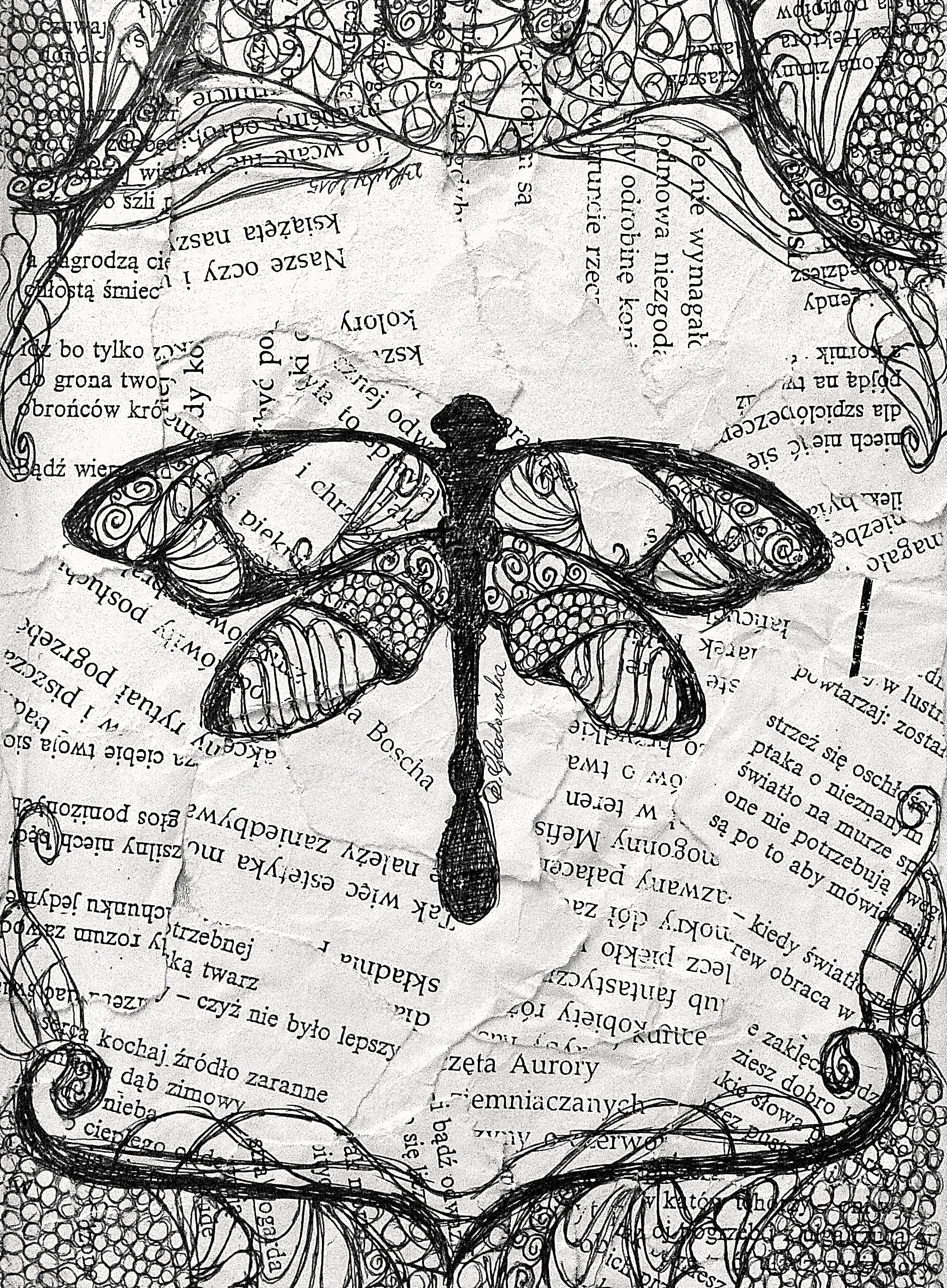 old, no people, Dragonfly, high angle view, close-up, text, creative, art and craft, pattern, page, 2K, Artistic, sketch, communication, full frame, Paper, Phone HD Wallpaper