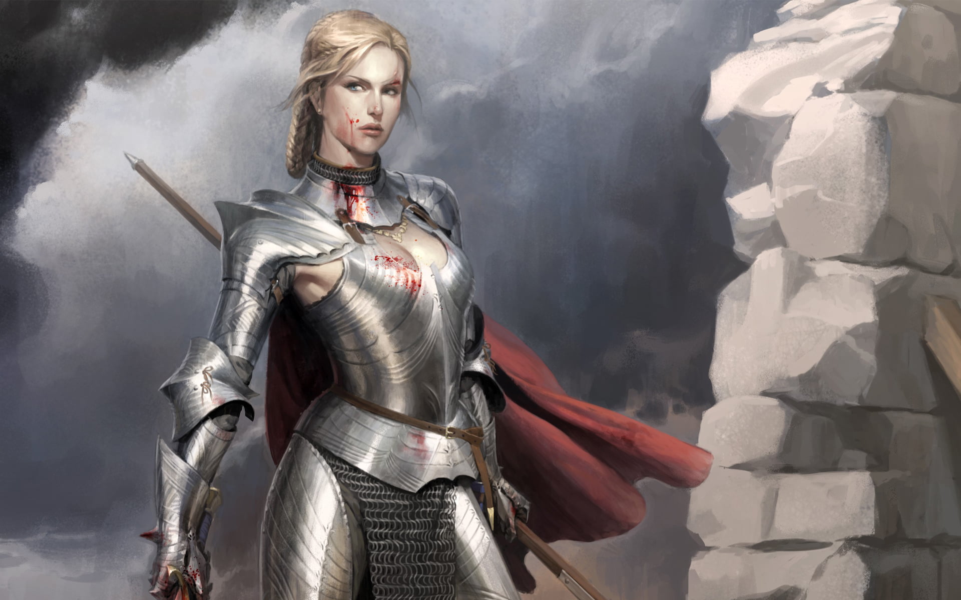 studio shot, one person, fantasy, knight - Person, warrior, armor, architecture, old, blood, cloak, portrait, heroes, indoors, roman, cape, people, courage, HD Wallpaper