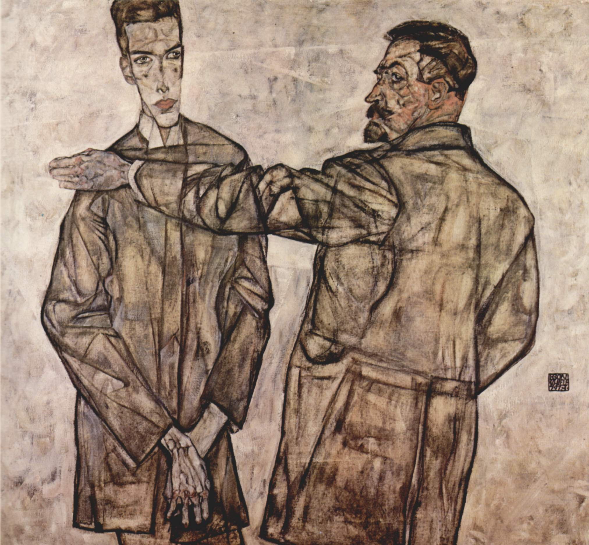 Egon Schiele, 1080P, Double portrait, Binche Heinrich and his son Otto, HD Wallpaper