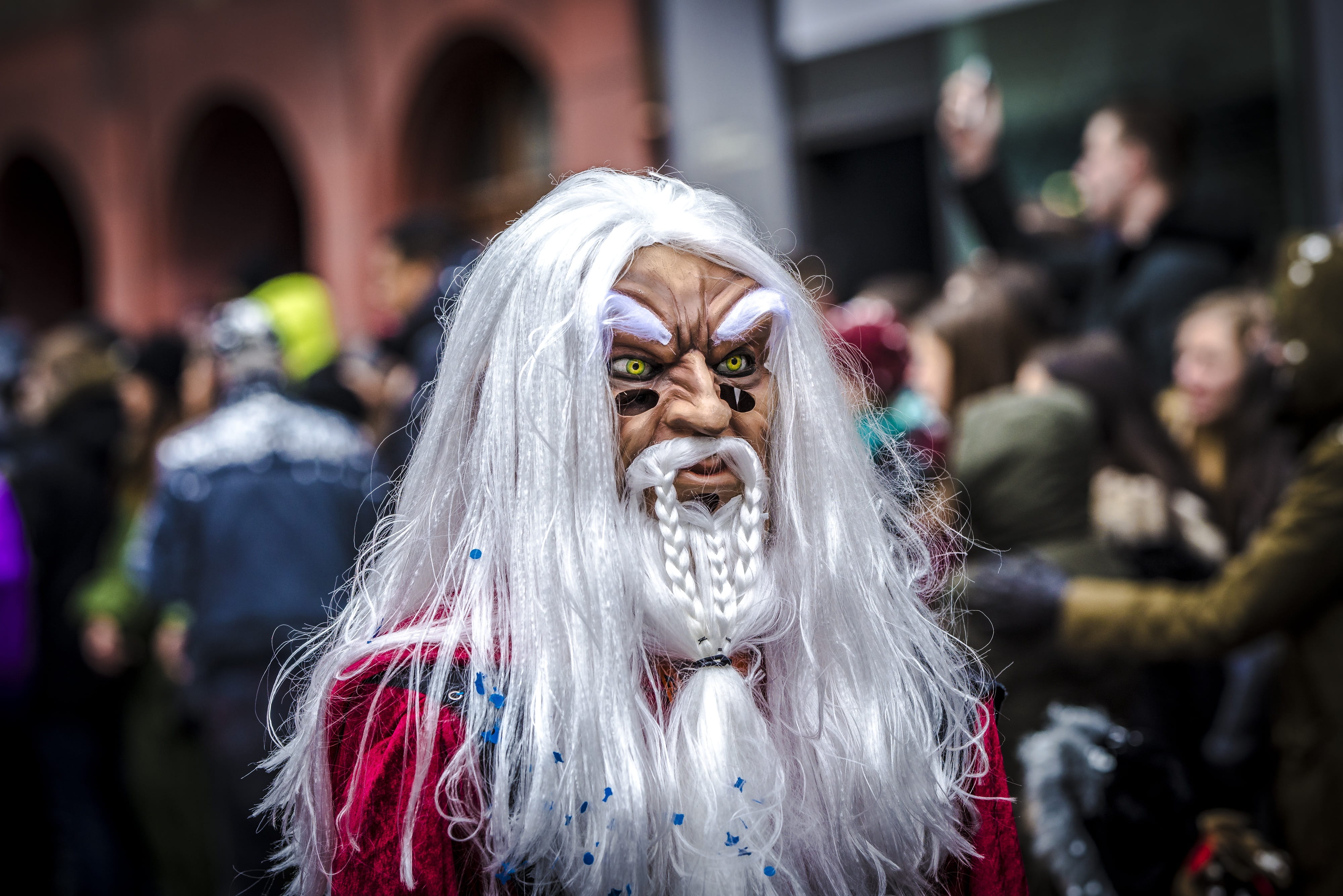 larva, event, spooky, hairstyle, holiday - event, outdoors, halloween, people, festival, portrait, costume, headshot, celebration, carnival, built structure, HD Wallpaper