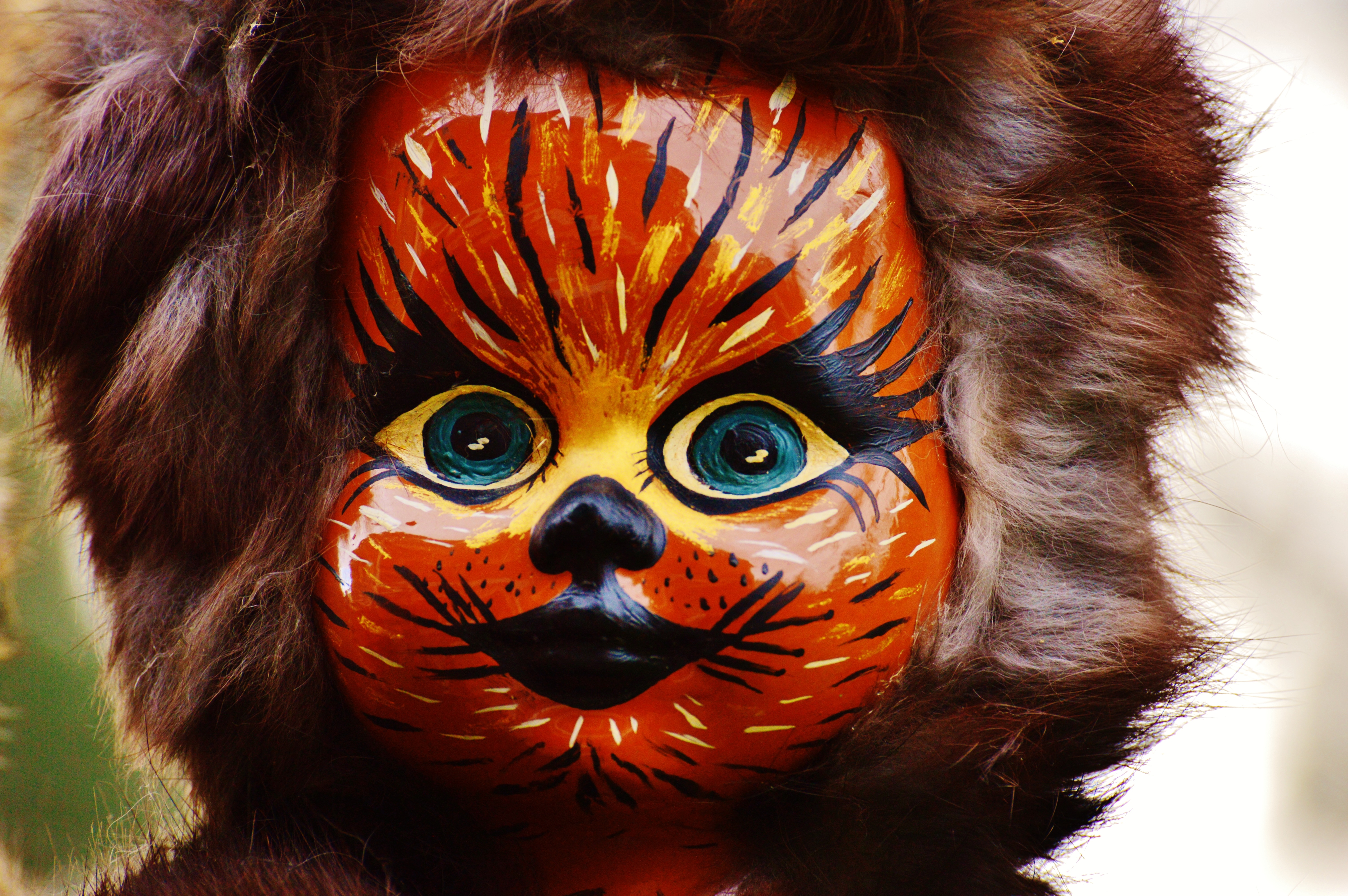 fun, smiling, focus on foreground, doll, one animal, orange color, tradition, custom, mammal, fasnet, front view, carnival, figure, day, cat, close-up, HD Wallpaper