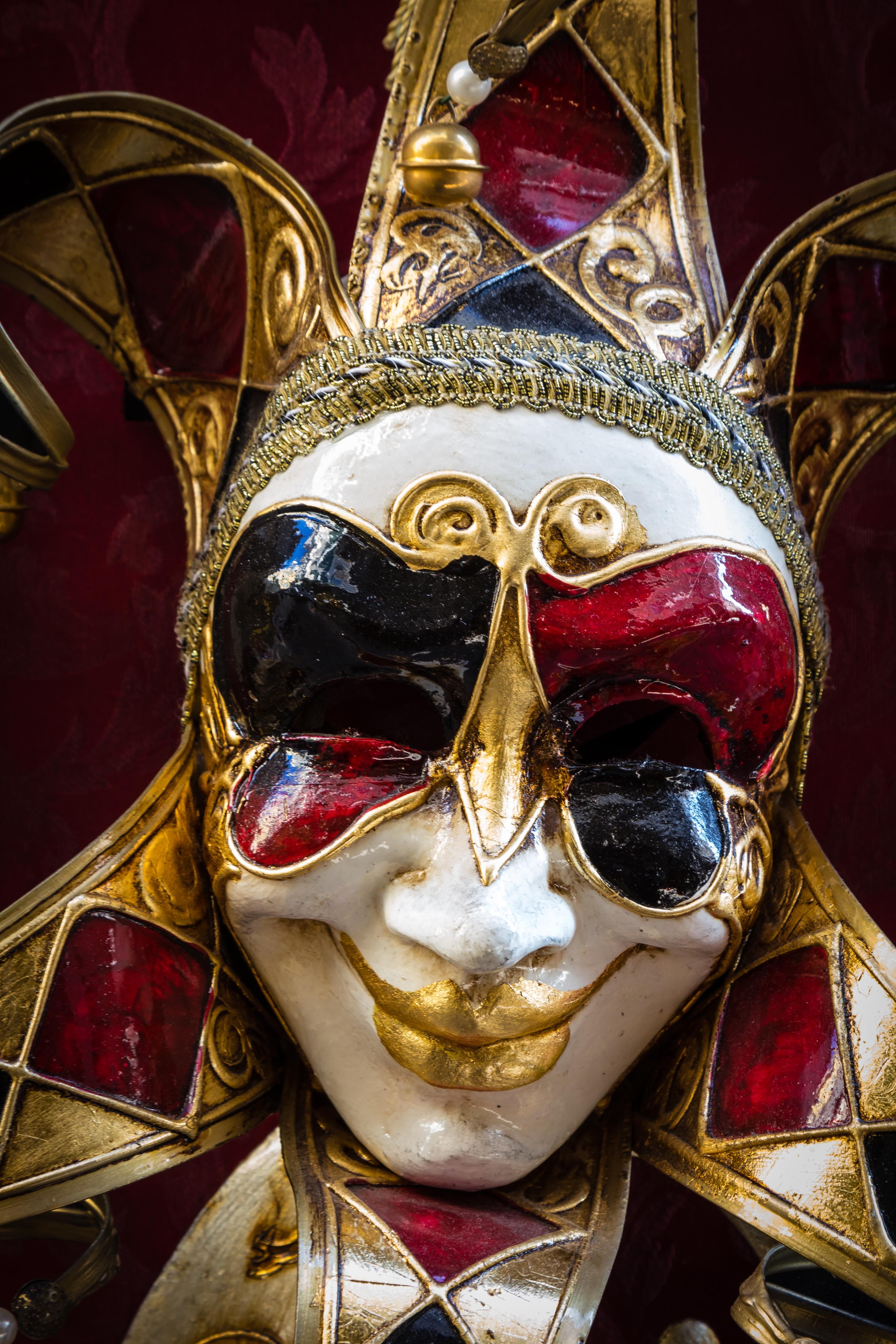indoors, festival, art and craft, travel, carnival - celebration event, mask - disguise, costume, culture, mystery, Venice, ornate, Venetian, close-up, Phone HD Wallpaper