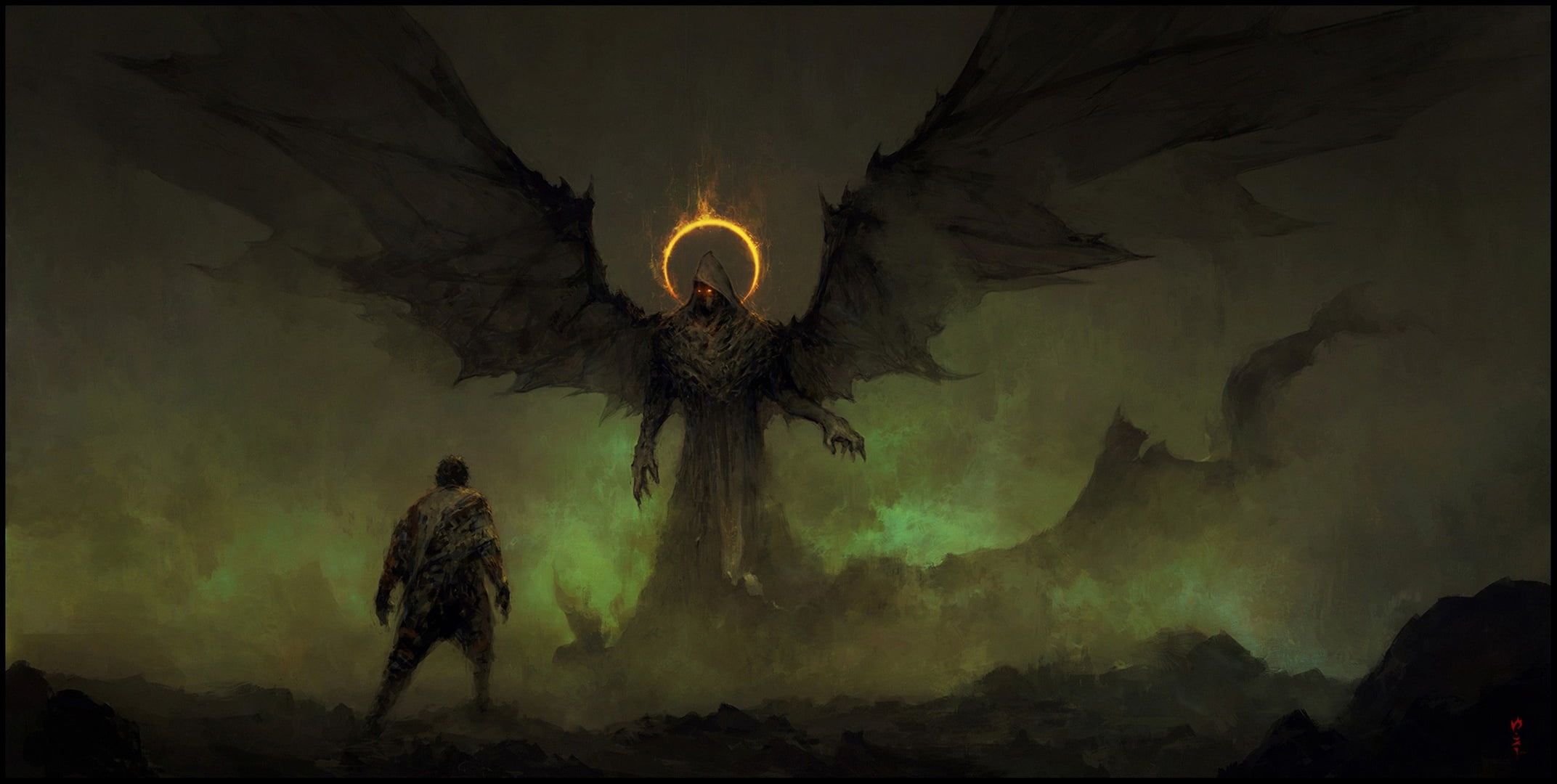 oni, ageln, hood, 1080P, devil, wings, demon, man, Fake Angels, HD Wallpaper