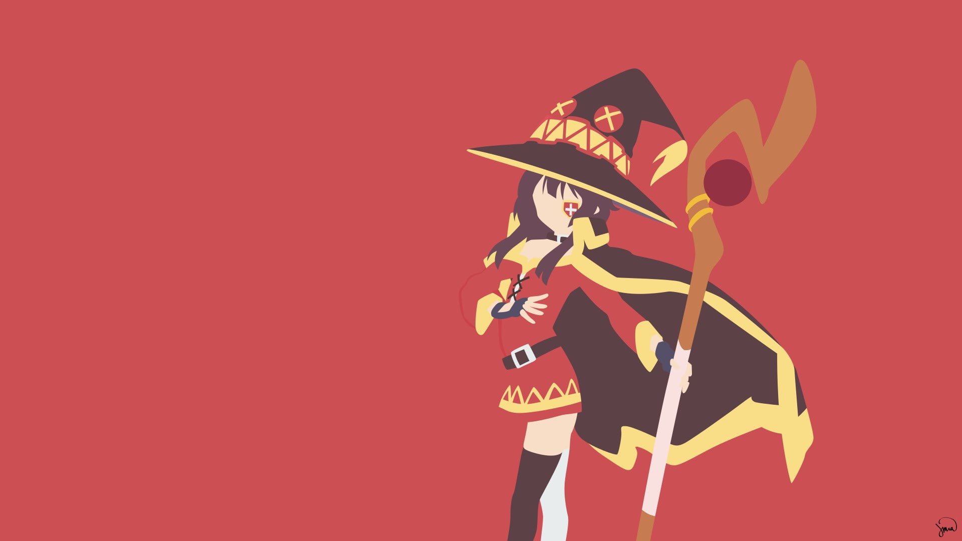 creativity, one person, cowboy, konosuba gods blessing on this wonderful world, clothing, copy space, nature, red, adult, representation, 1080P, hat, studio shot, HD Wallpaper