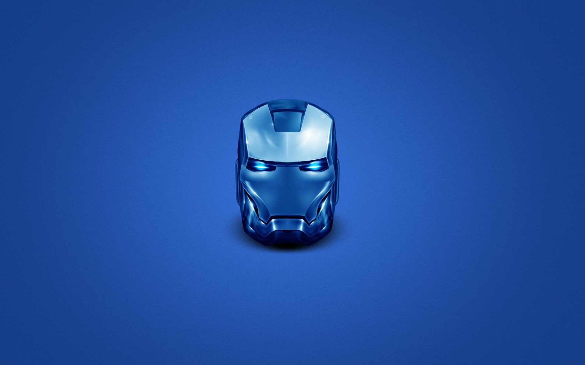 clean, colored background, purity, studio shot, head iron man helmet superhero blue simple background minimalism marvel comics marvel cinematic universe, HD Wallpaper