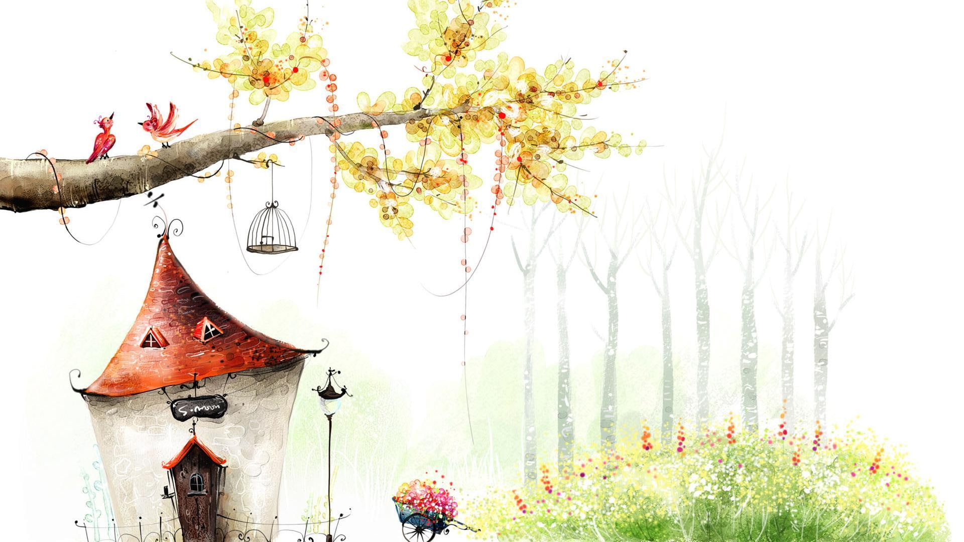 fairy, fantasy, 3d and abstract, forest, cottage, house, 1080P, HD Wallpaper